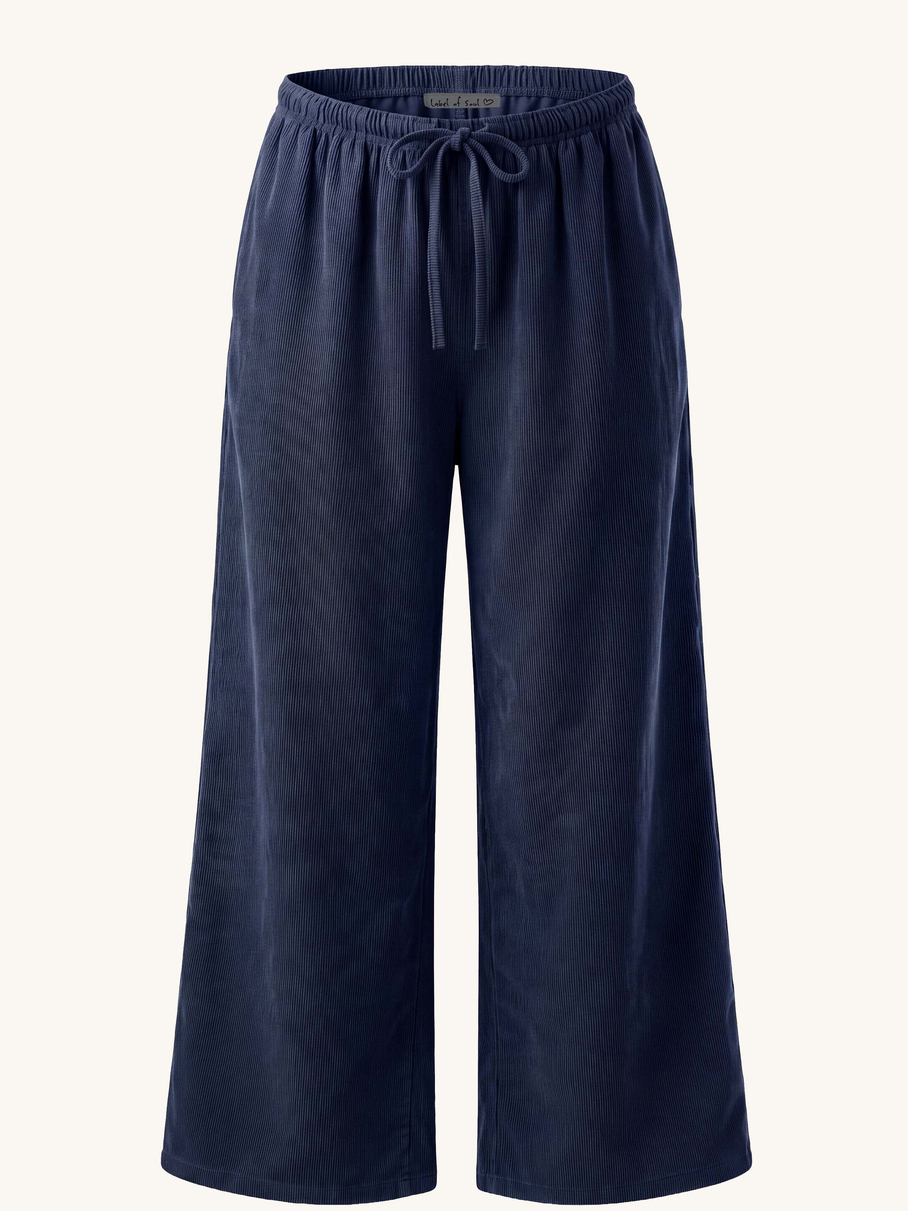 Feincord Palazzo Hose - LONG - Navy
