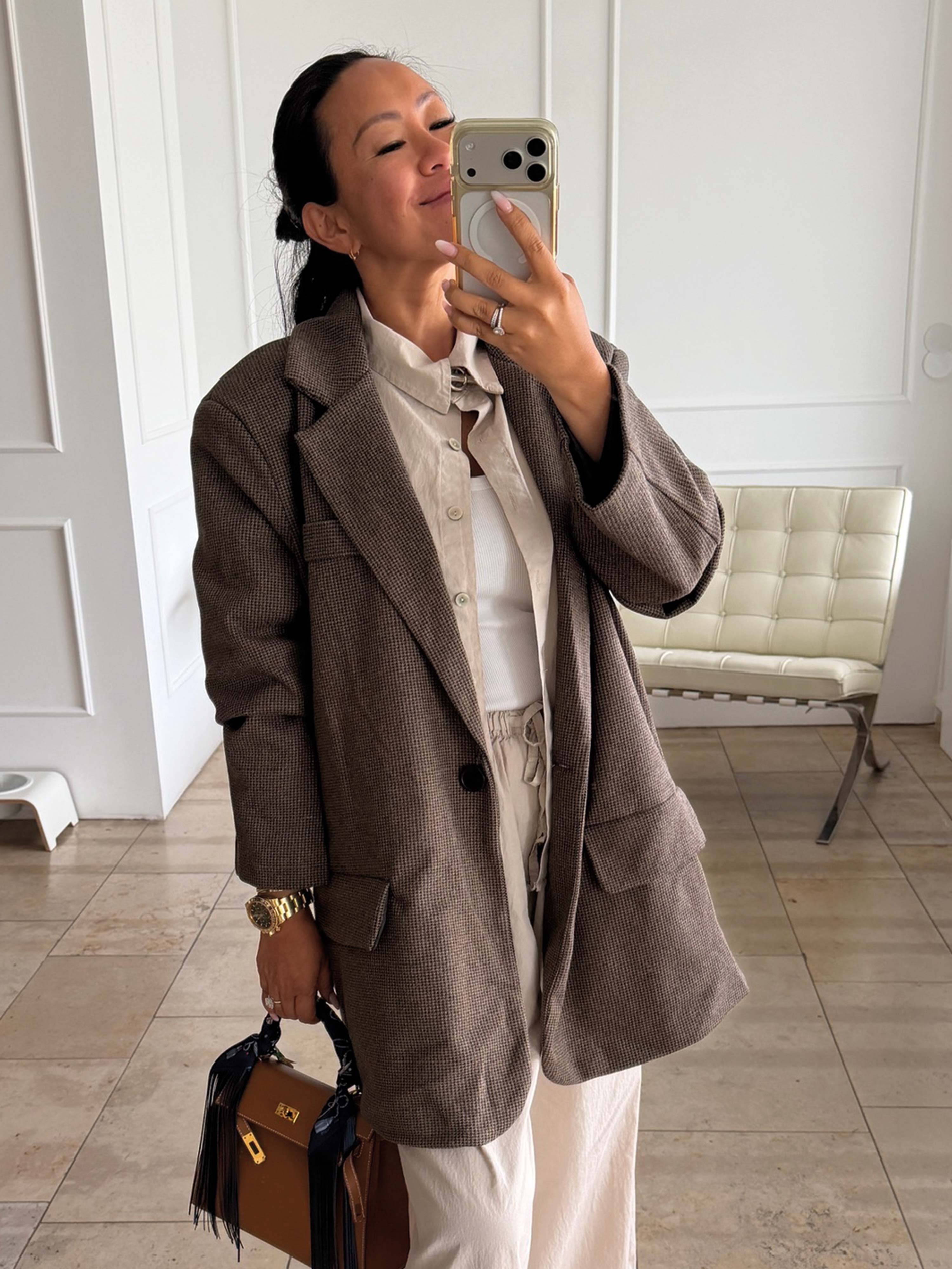 Oversize Blazer Jacke - KARO - Moro