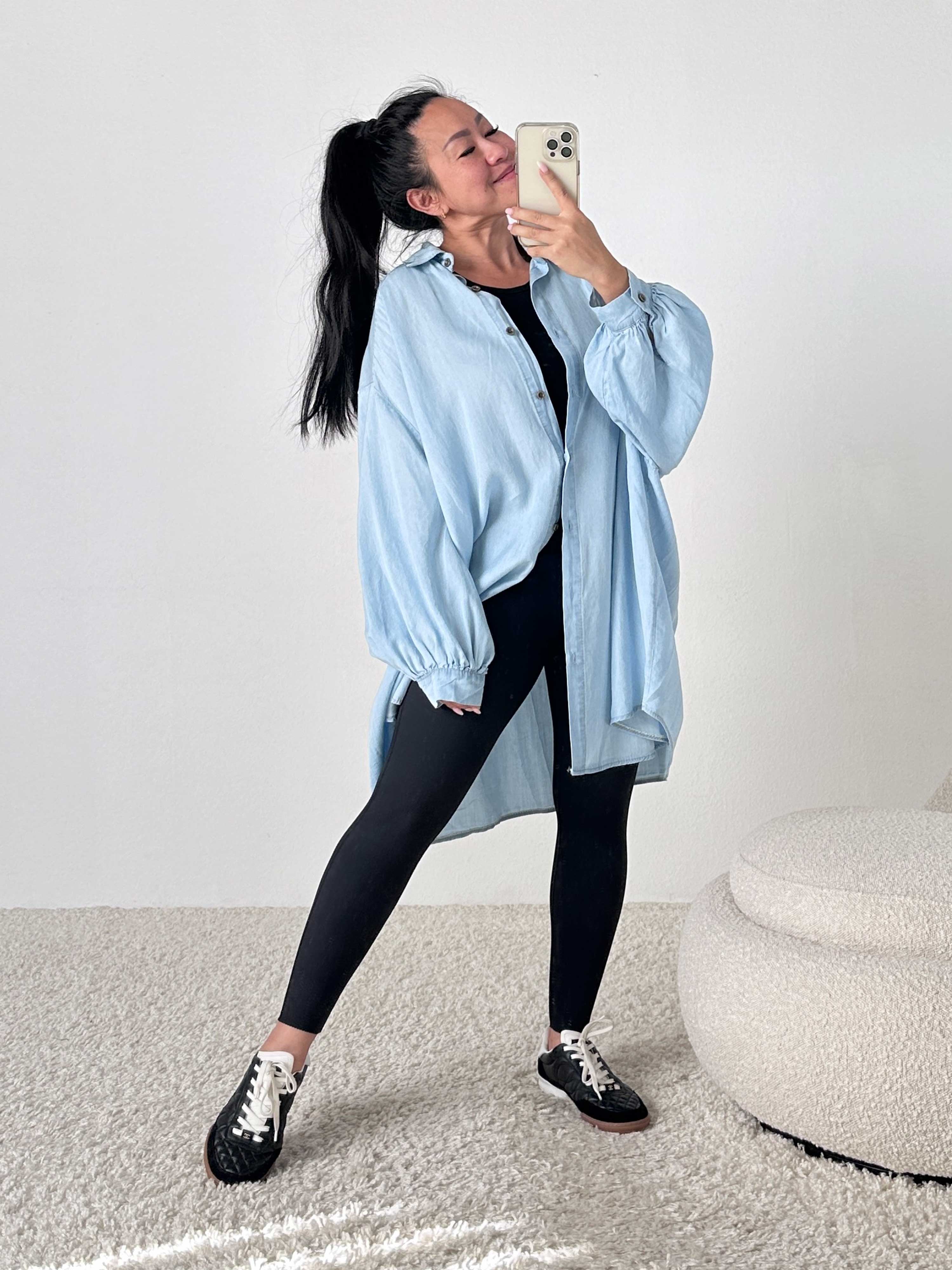 Leichte Lyocell Long Oversize Jeansbluse - Must Have - Blau