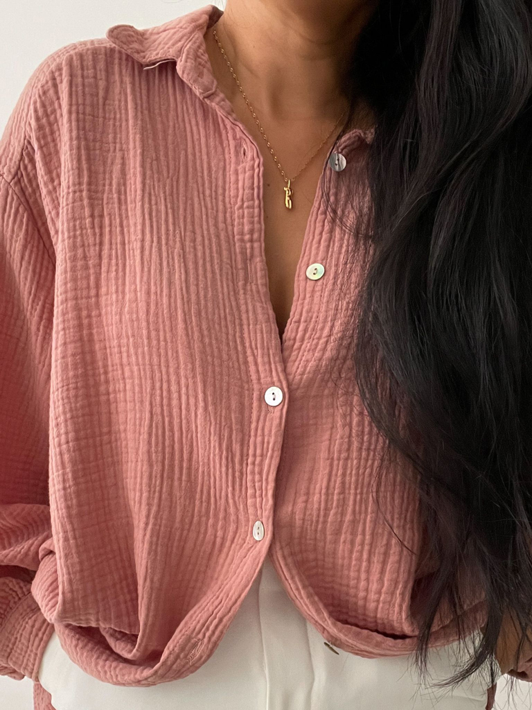 Musselin Long Oversize Bluse -  Must Have - Blush
