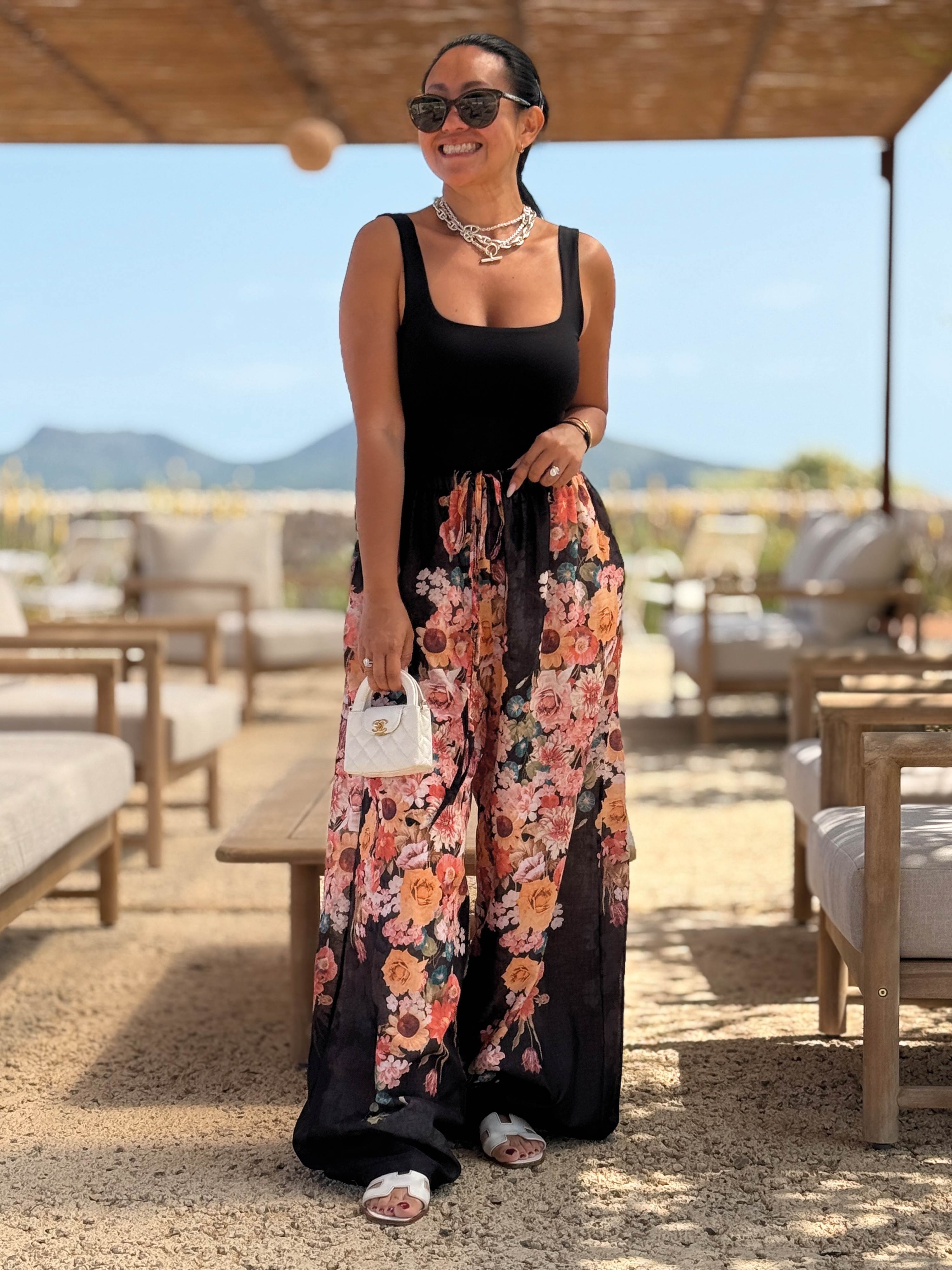 Cotton Palazzo Oversize Hose - MILLE FLEURS - Schwarz Cotton Palazzo Oversize Hose - MILLE FLEURS - Schwarz