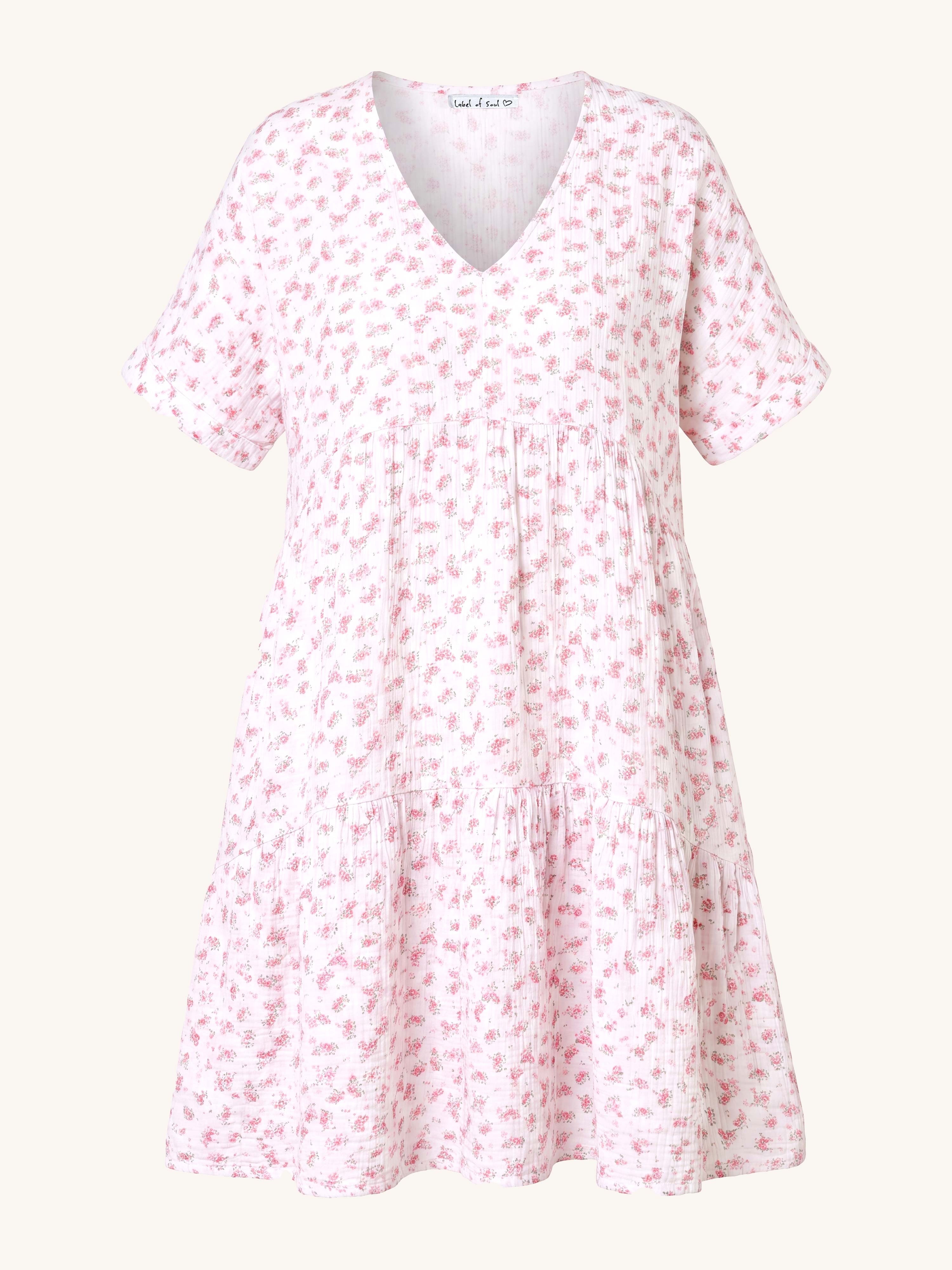 Musselin Tunika Long mit V-Ausschnitt - Bloomy