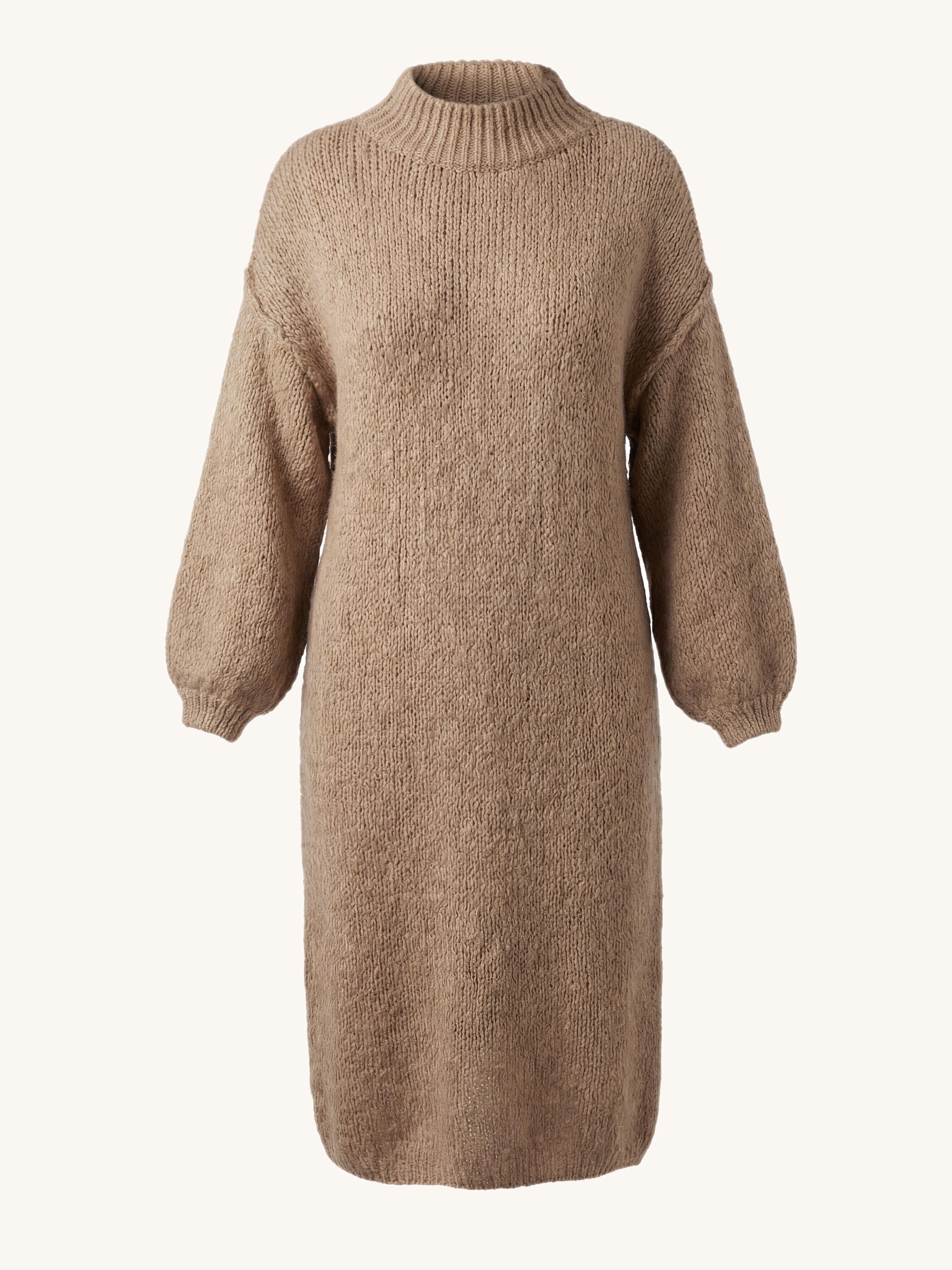Strickkleid mit Stehkragen - FLAUSCHI - Camel