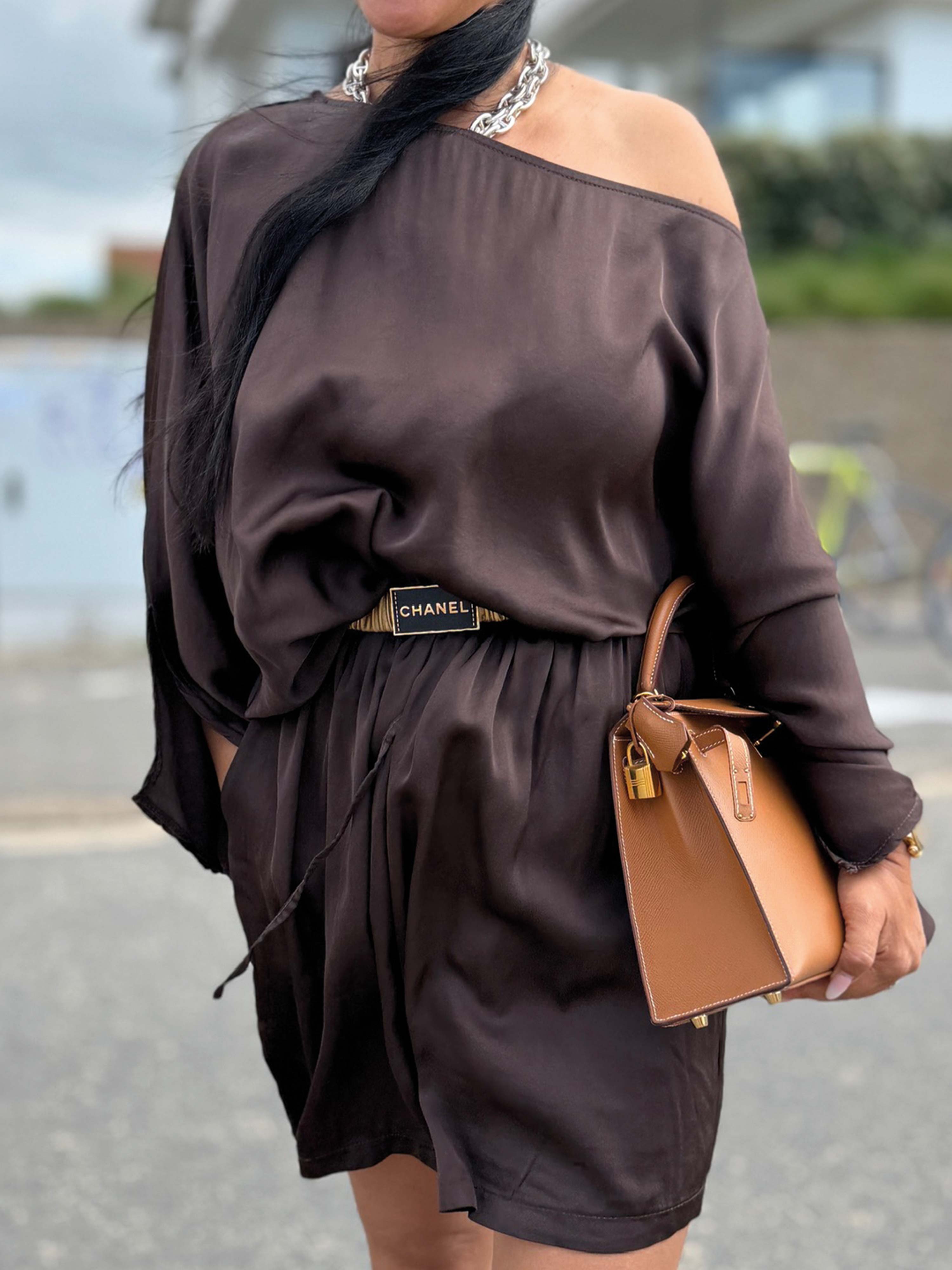 Oversize Viskose Poncho - ELEGANCE - Schoko