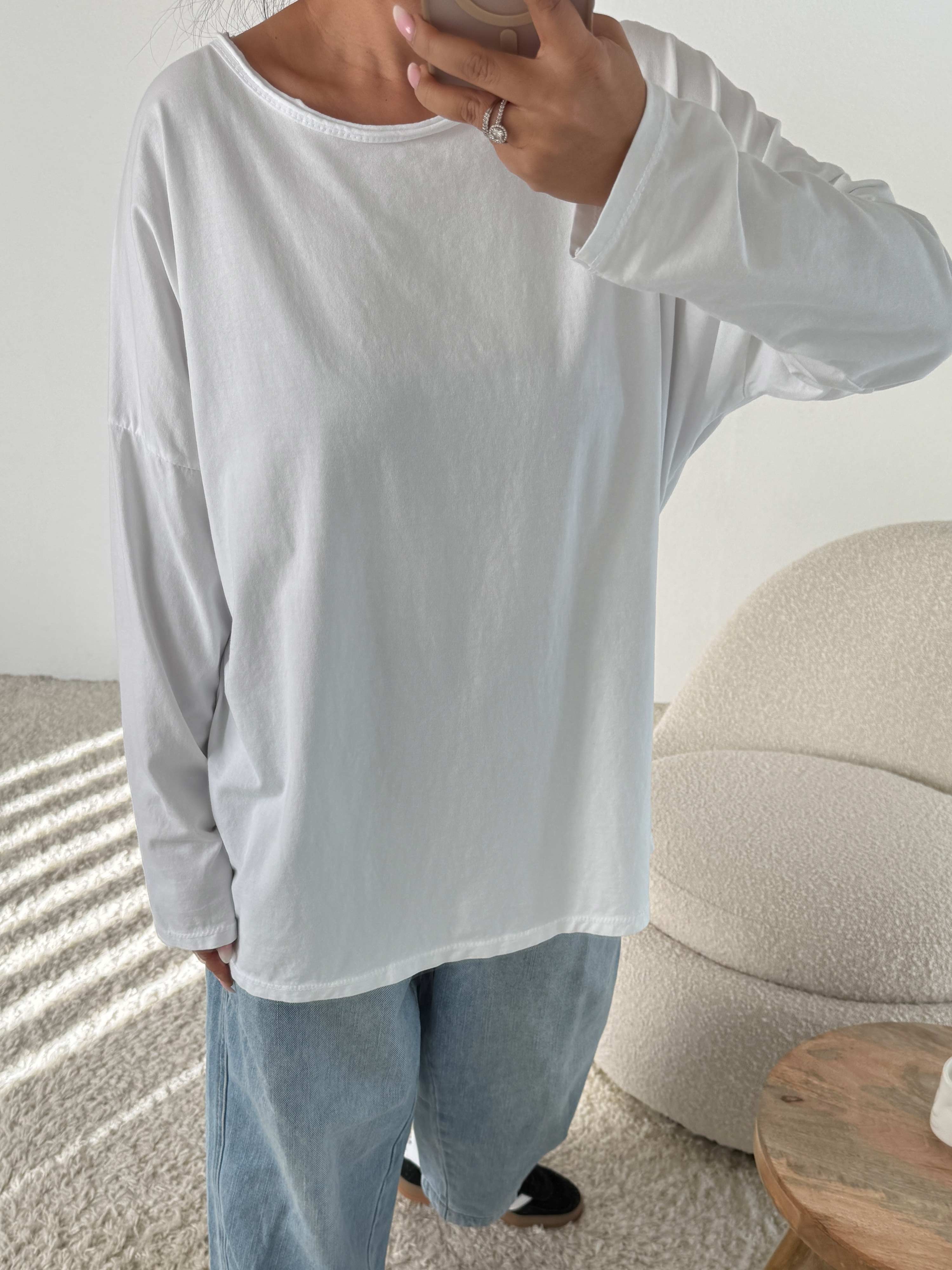 Basic Langarmshirt - Weiß Basic Langarmshirt - Weiß