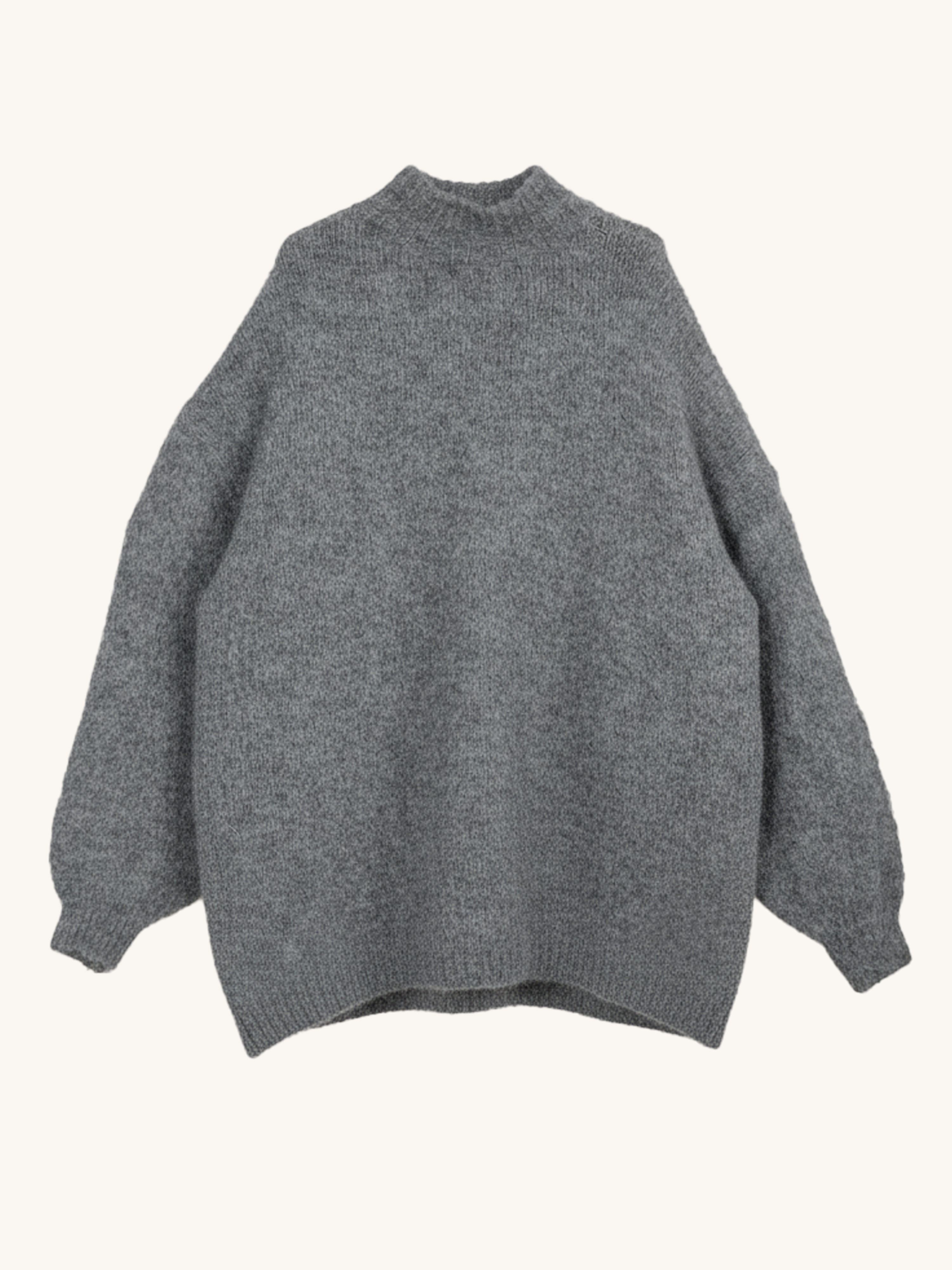 Oversize Stehkragen Strickpullover mit Alpakawollanteil - Grau