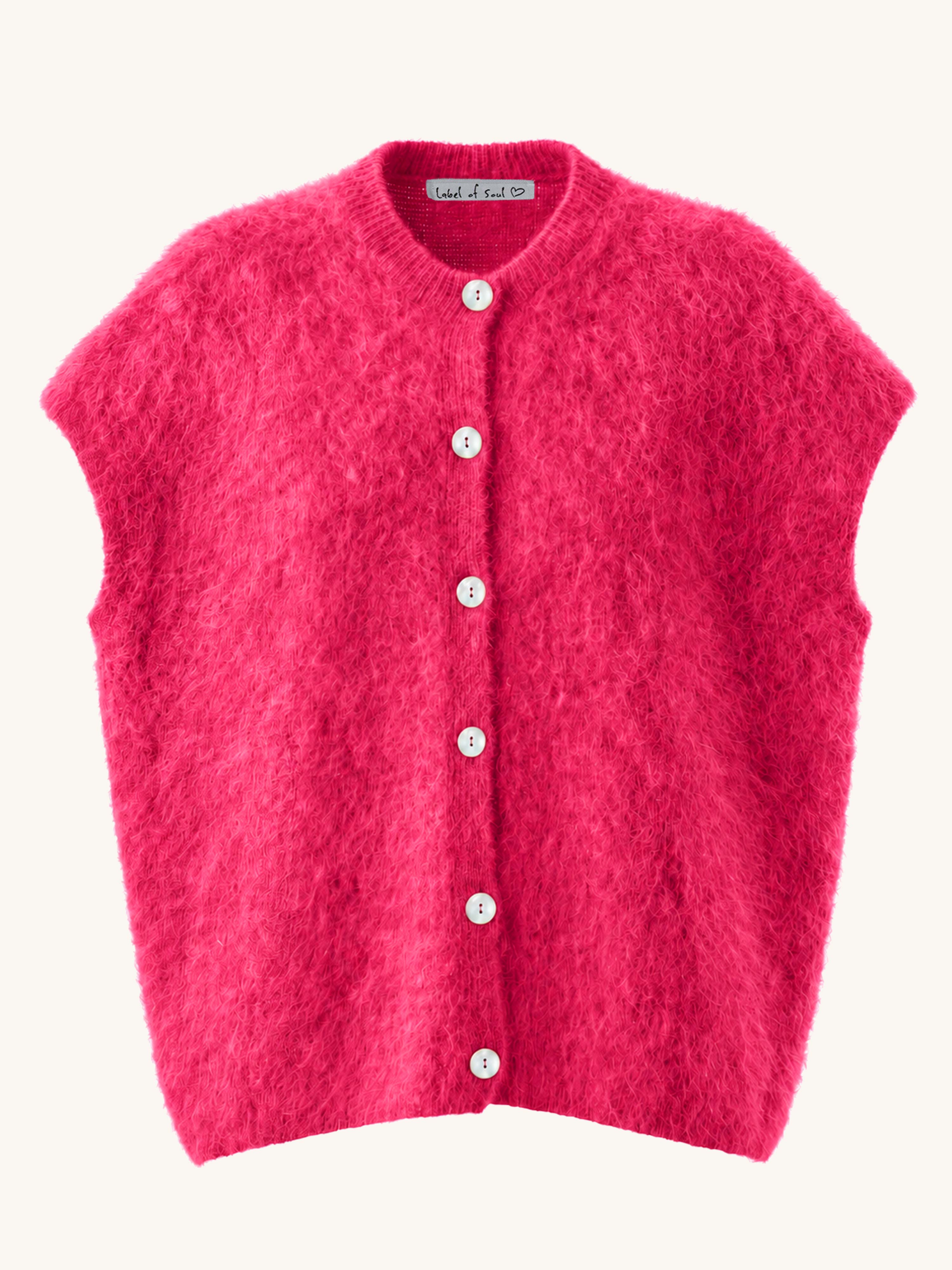 Oversize Strickweste - FLUFFY - Neon Pink