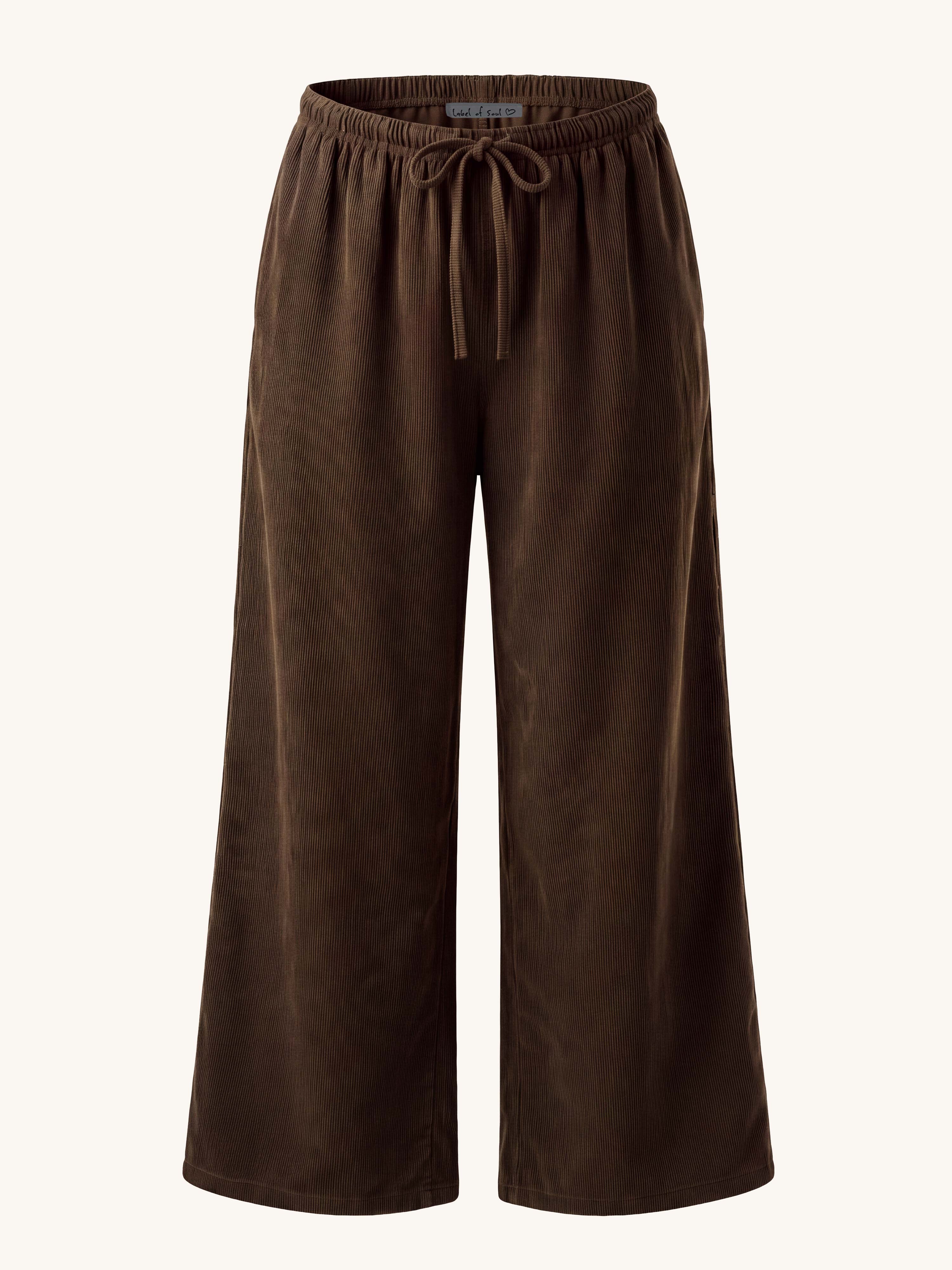 Feincord Palazzo Hose - REGULAR - Schoko