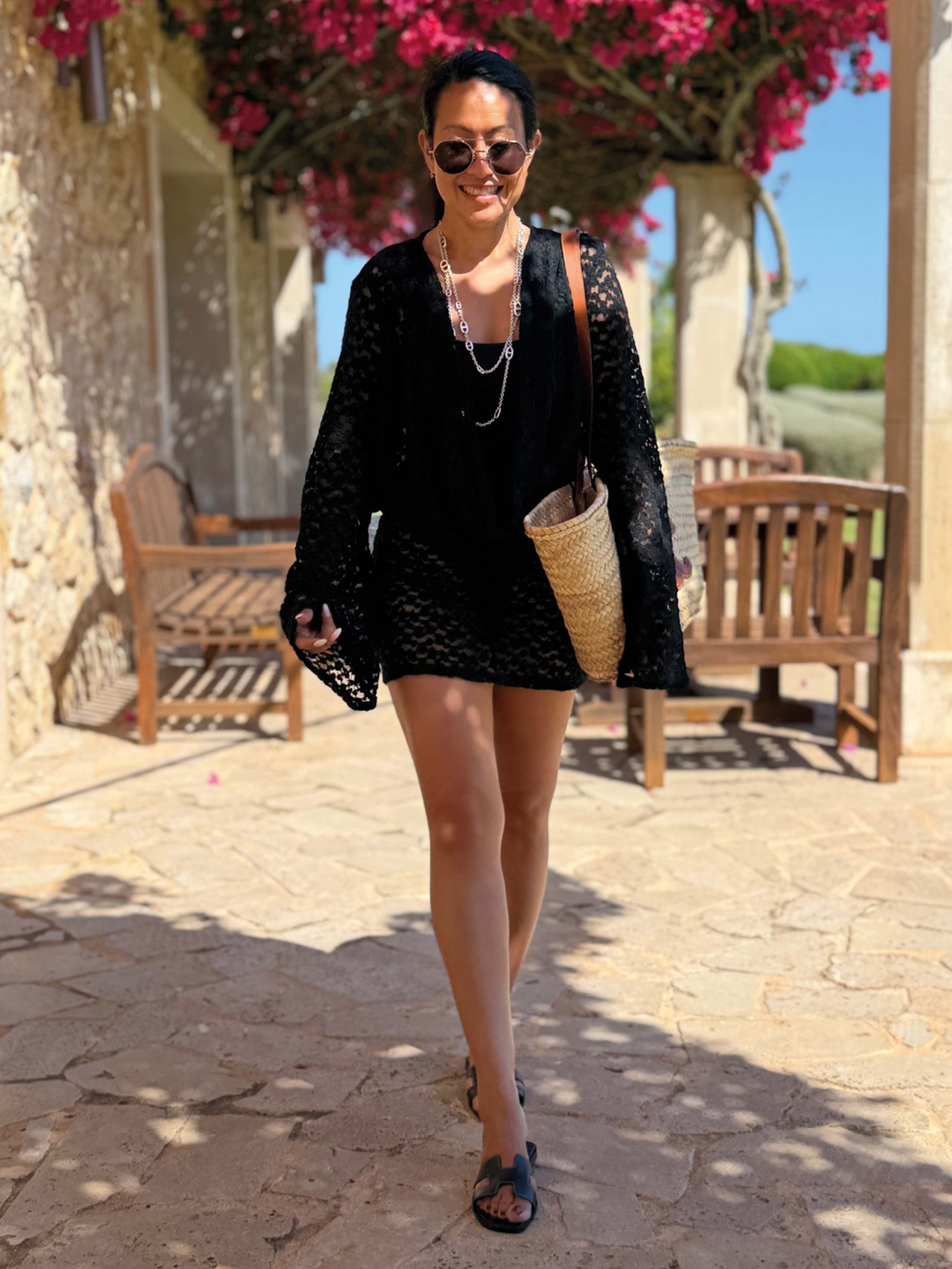 Häckel Beach Blusenkleid mit Wasserfallausschnitt - Schwarz