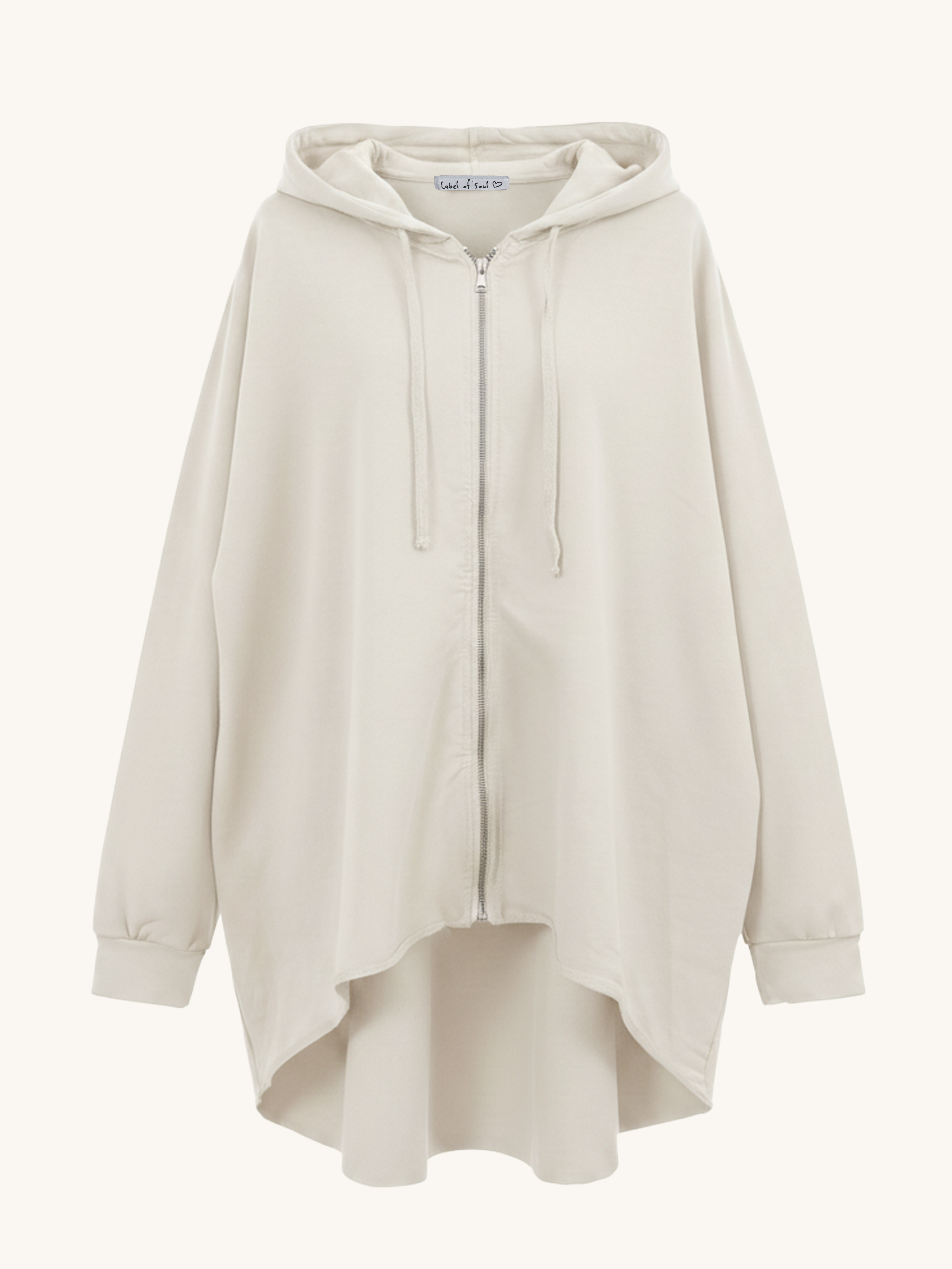 Oversize Vokuhila Sweatjacke - Beige
