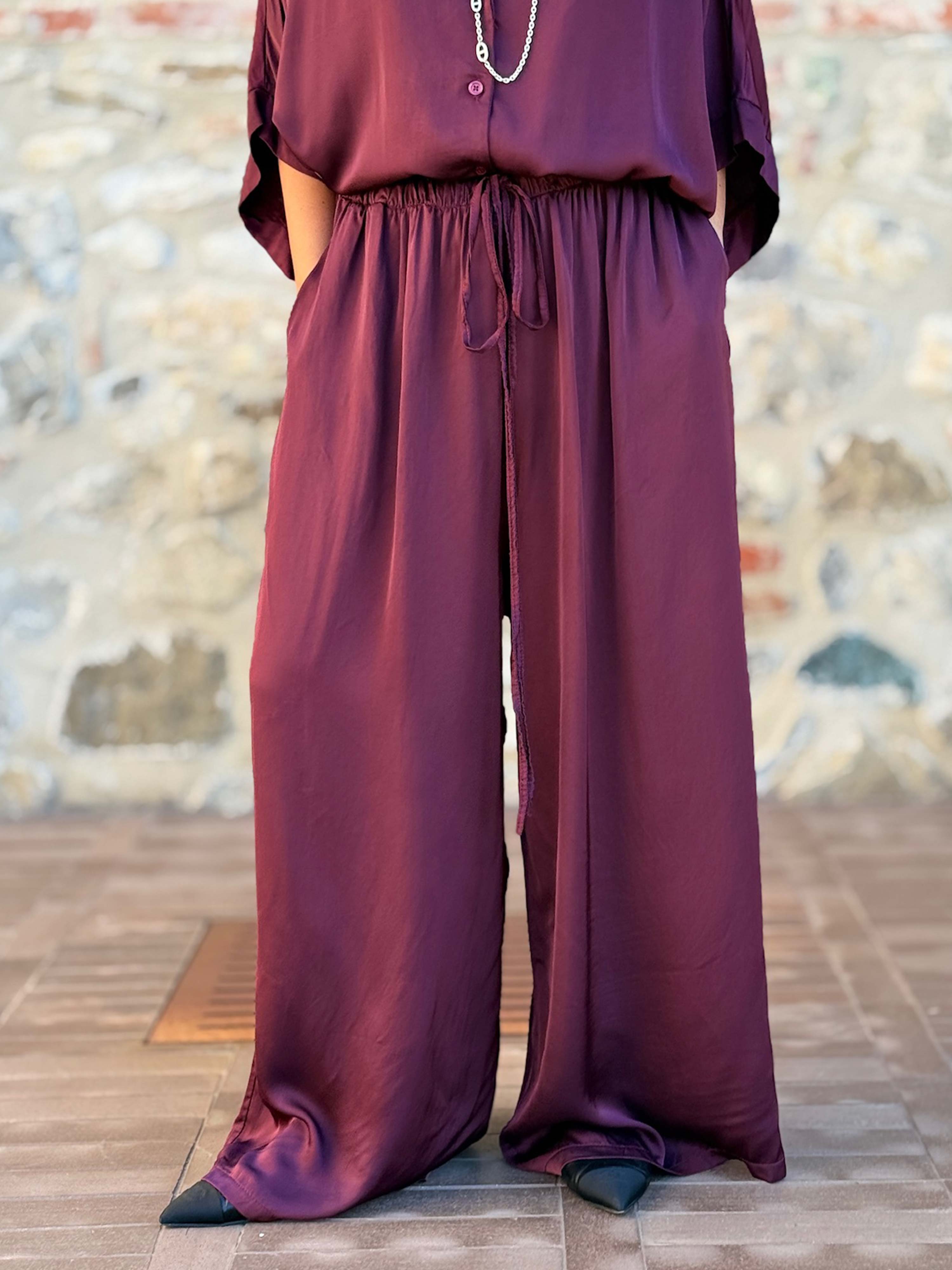 Viskose Palazzo Hose - ELEGANCE - Burgundy