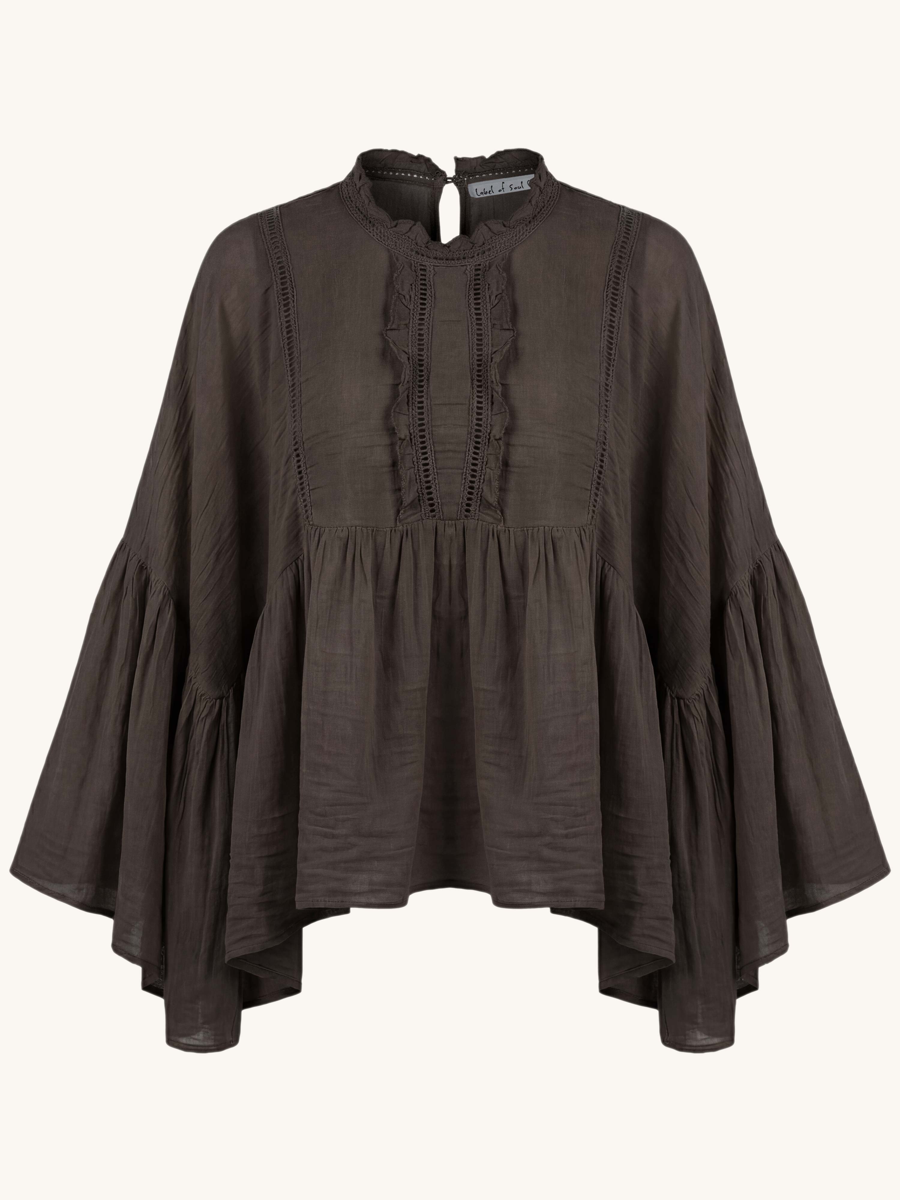 Leichte Oversize Bluse - BoHo - Schoko