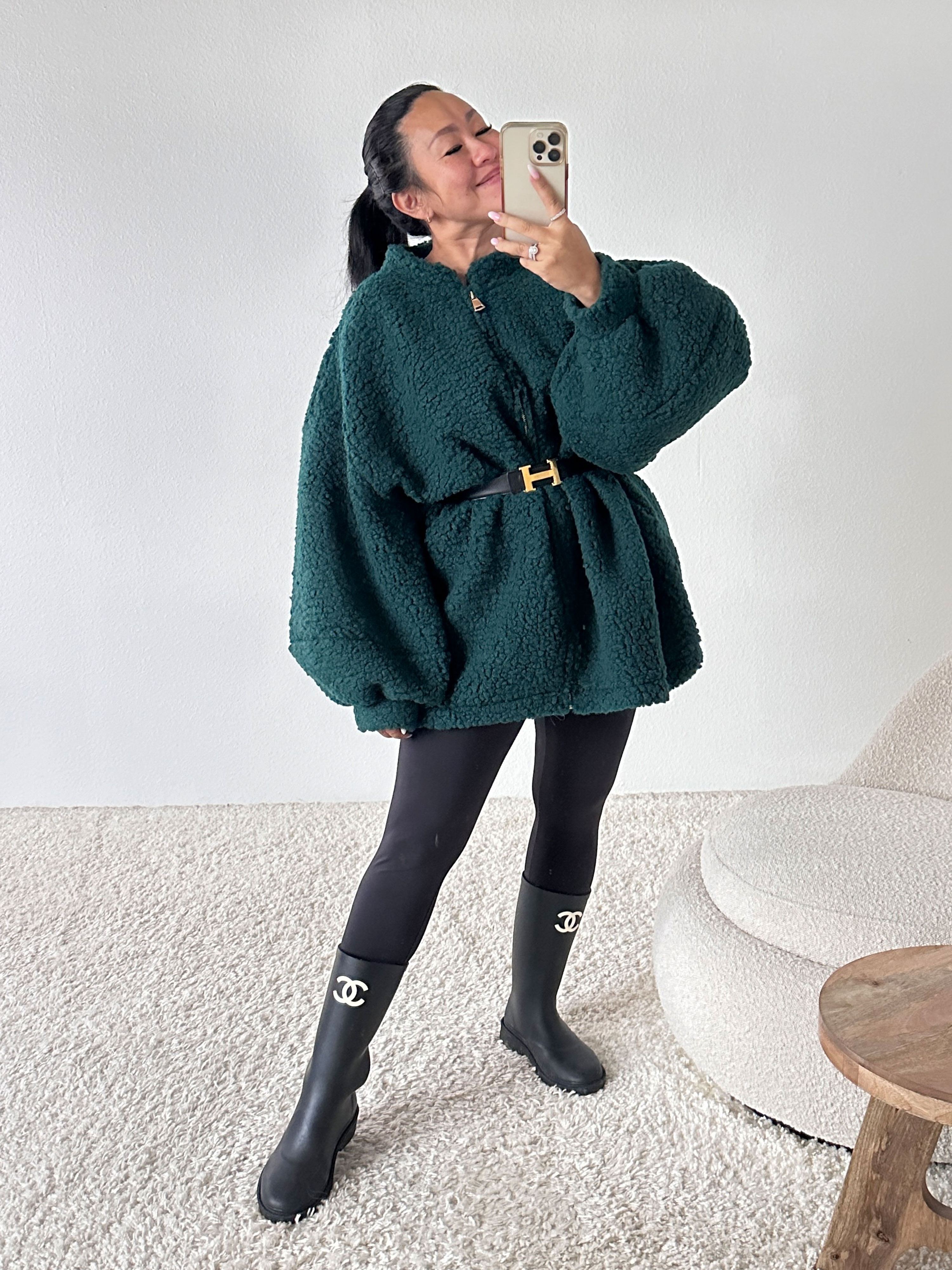 Teddylook Jacke mit Zipper - ICON - Pine