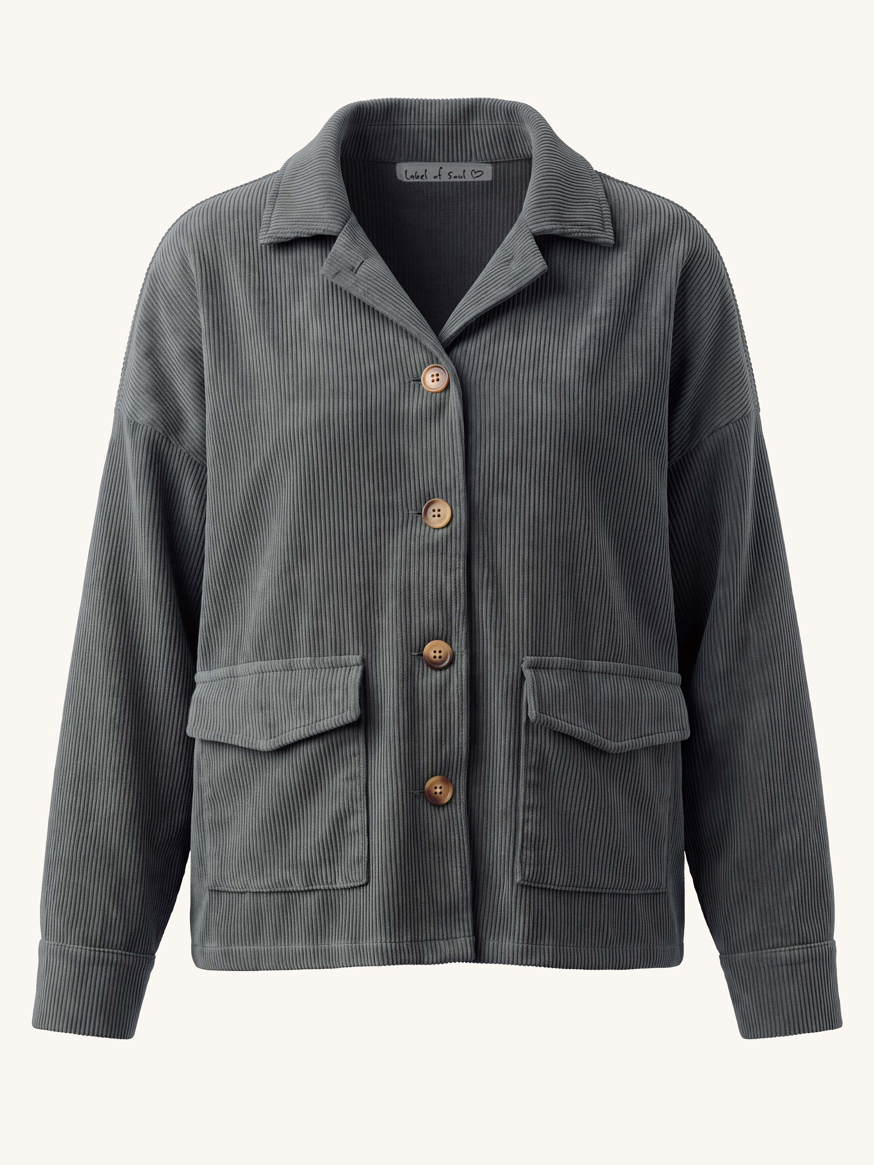 Cord Overshirt Jacke - Grau