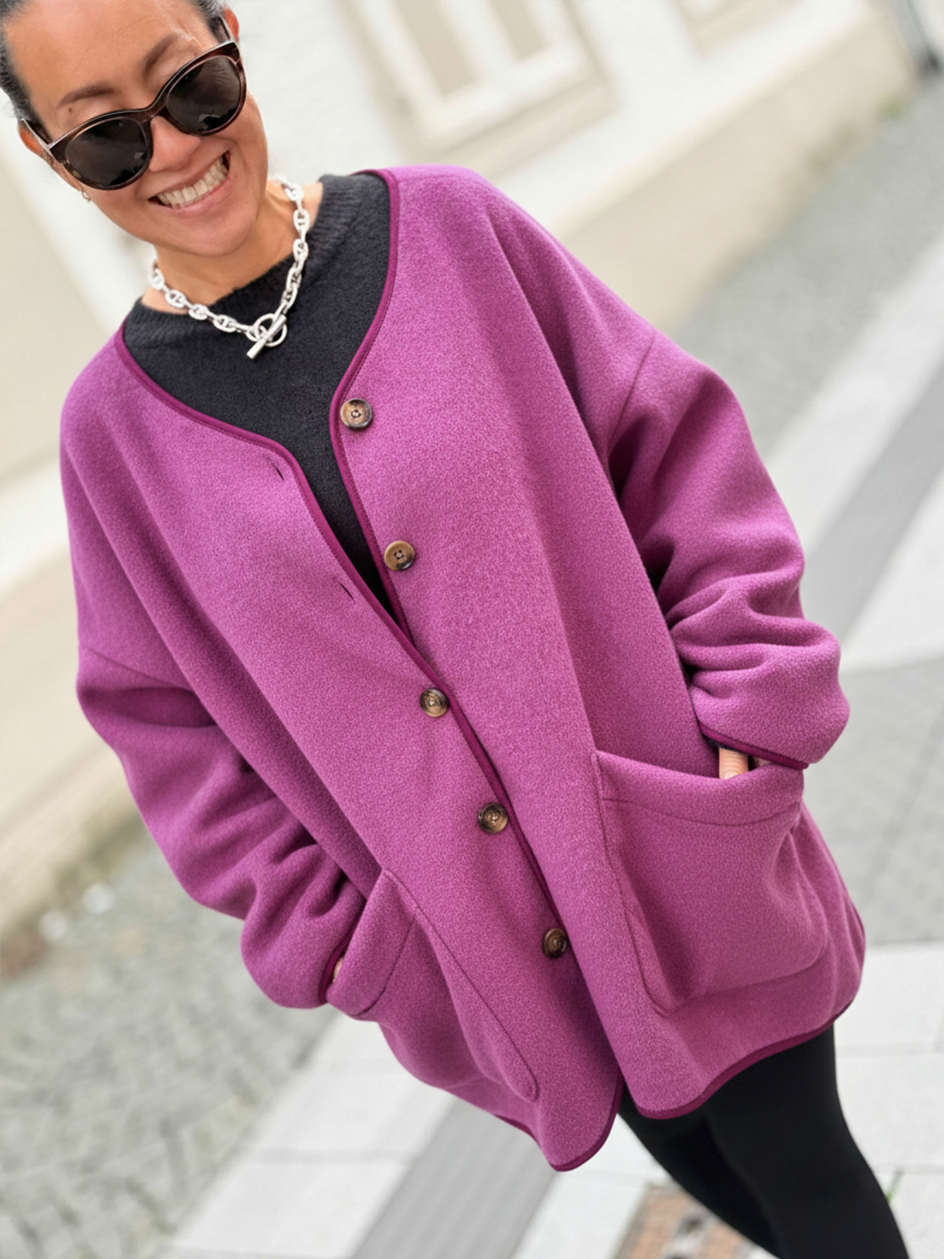 Oversize Jacke Button - SIGNATURE - Lavendel