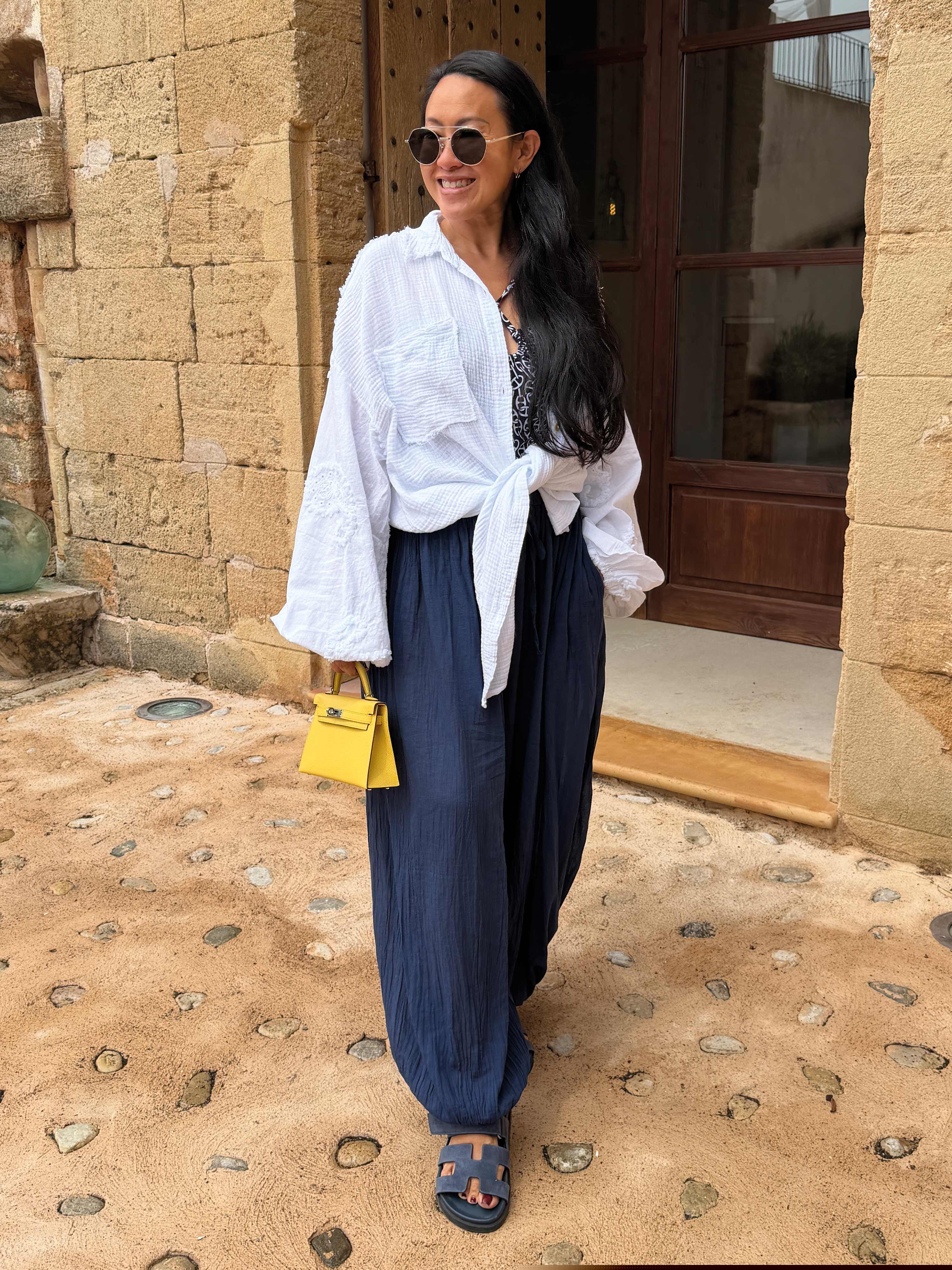 Musselin Used-Look Bluse - MOANA - Weiß