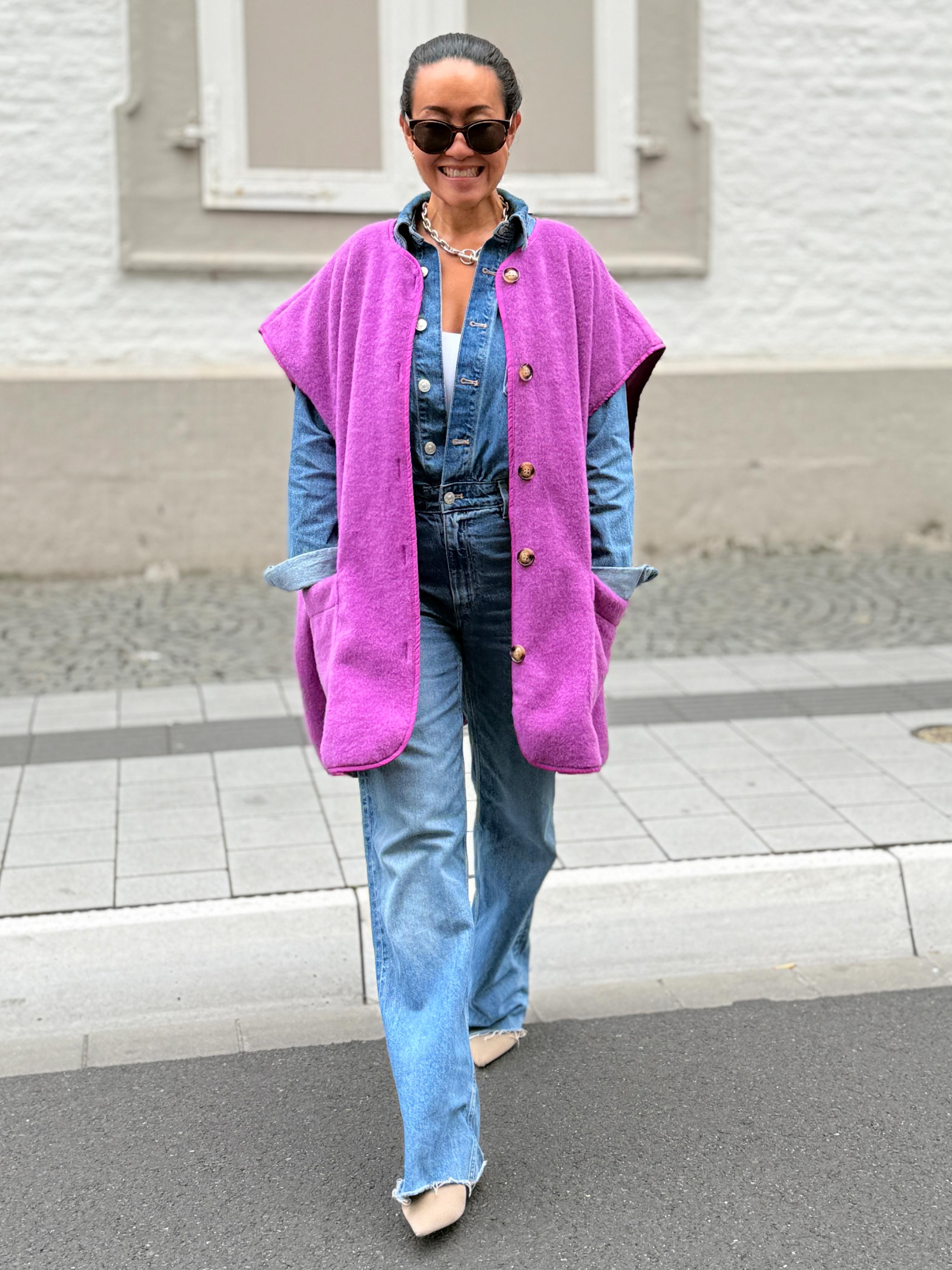 Oversize Weste mit Taschen - SIGNATURE - Lila