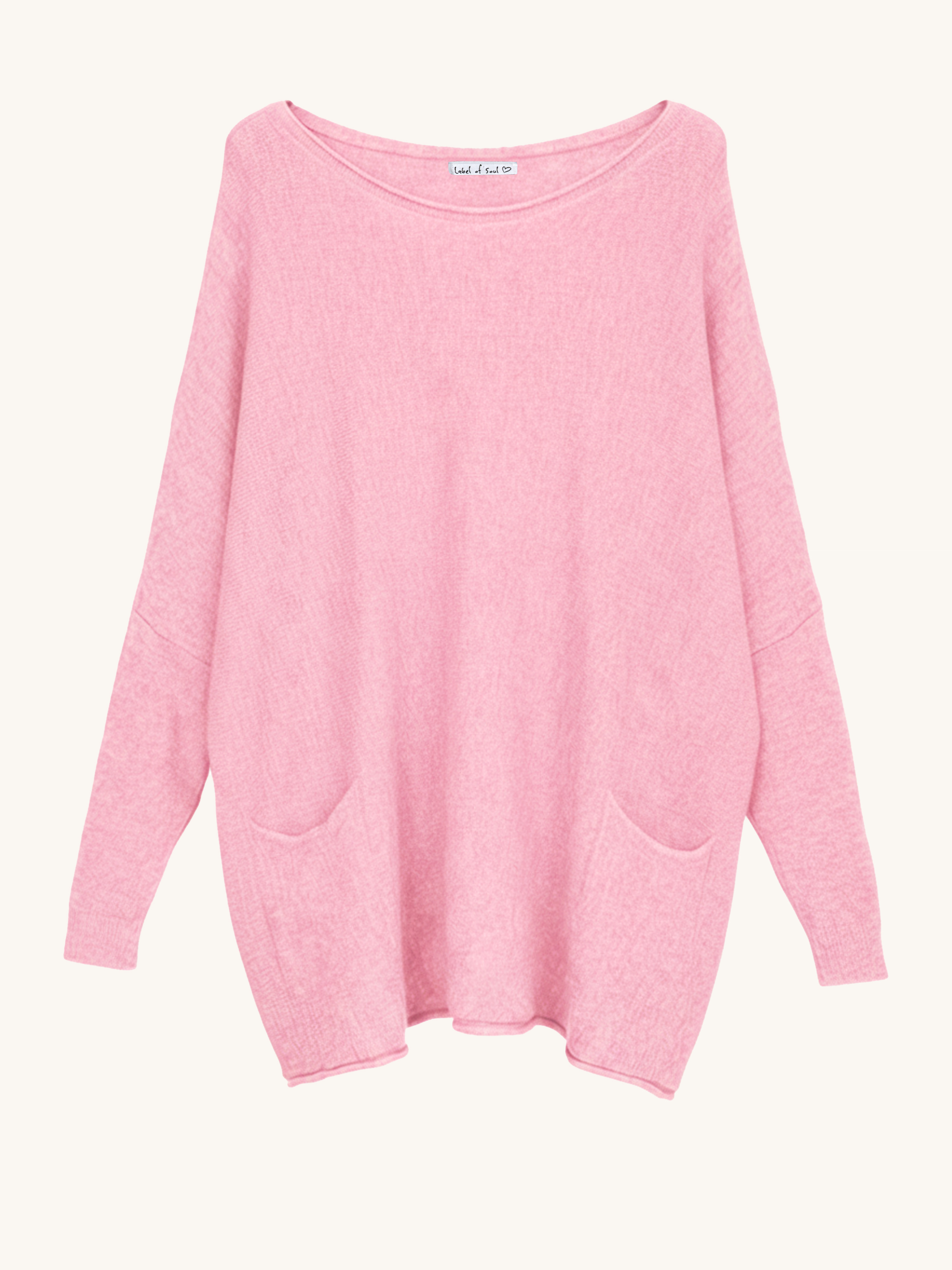 Oversize Viskose Pullover mit Taschen - Rosa