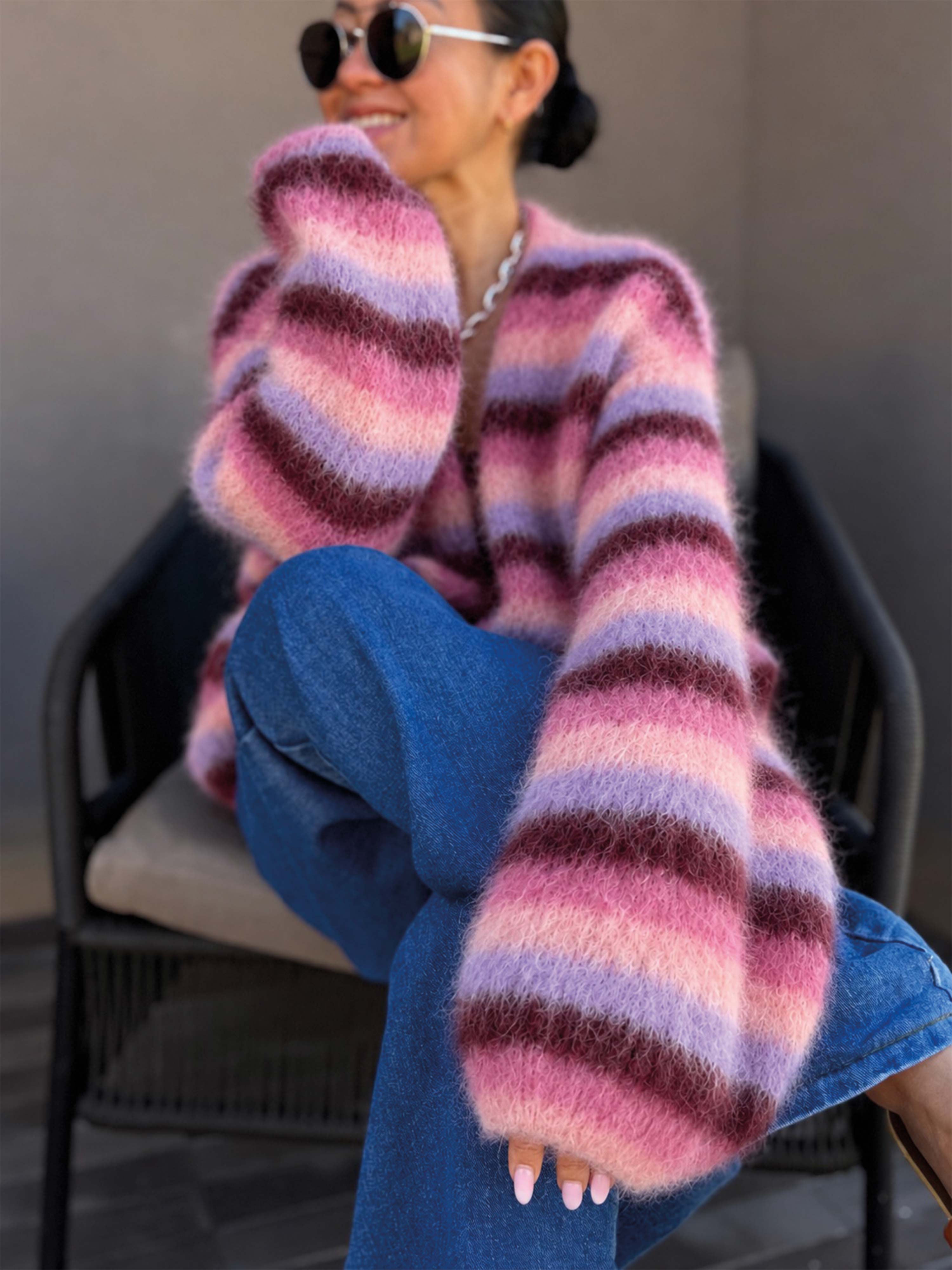 Oversize Cardigan - FLUFFY - Berry Mix