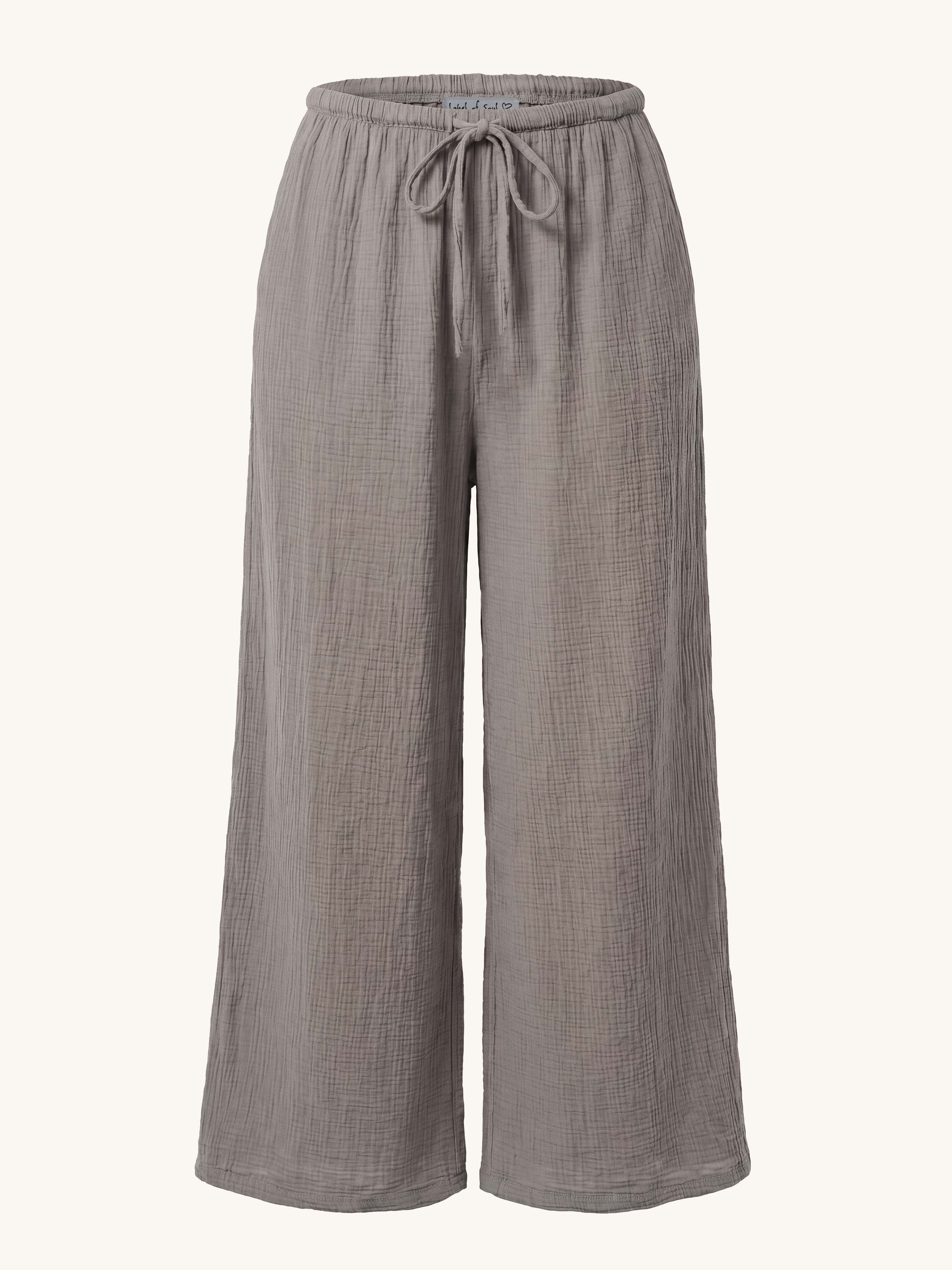 Musselin Palazzo Oversize Hose - NAMASTE - Taupe