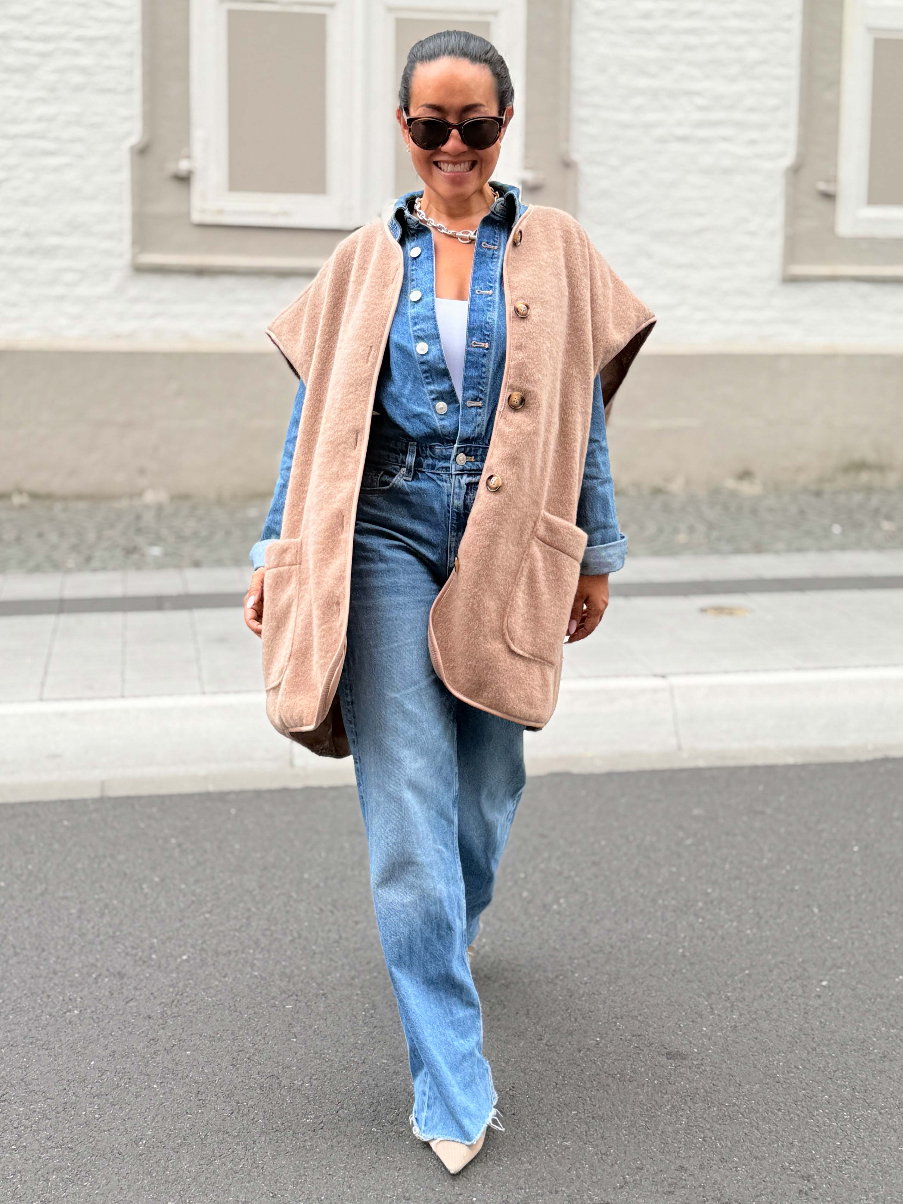 Oversize Weste mit Taschen - SIGNATURE - Chestnut