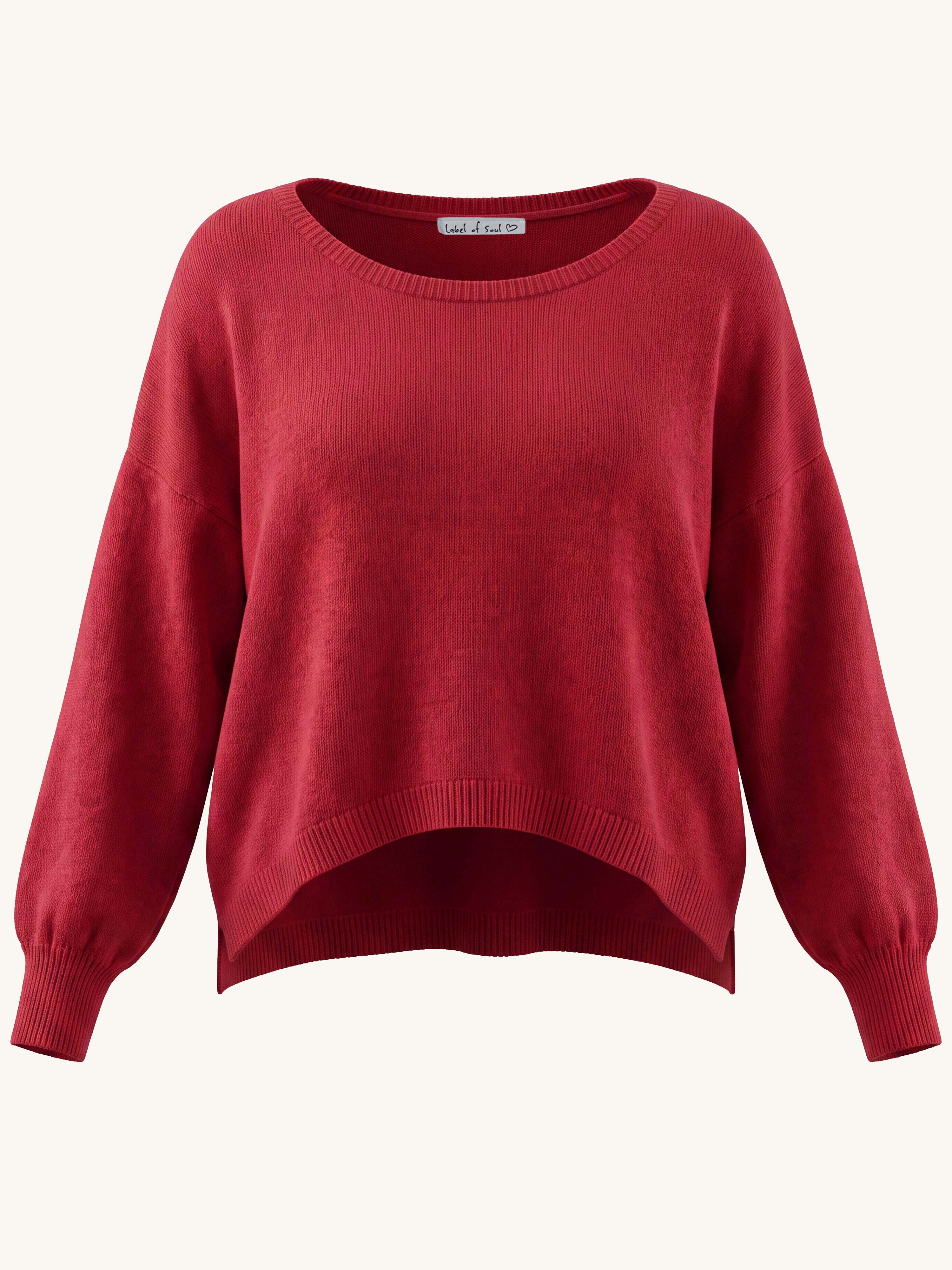 Cropped Viskose Pullover mit Rundhalsausschnitt - Bordeaux