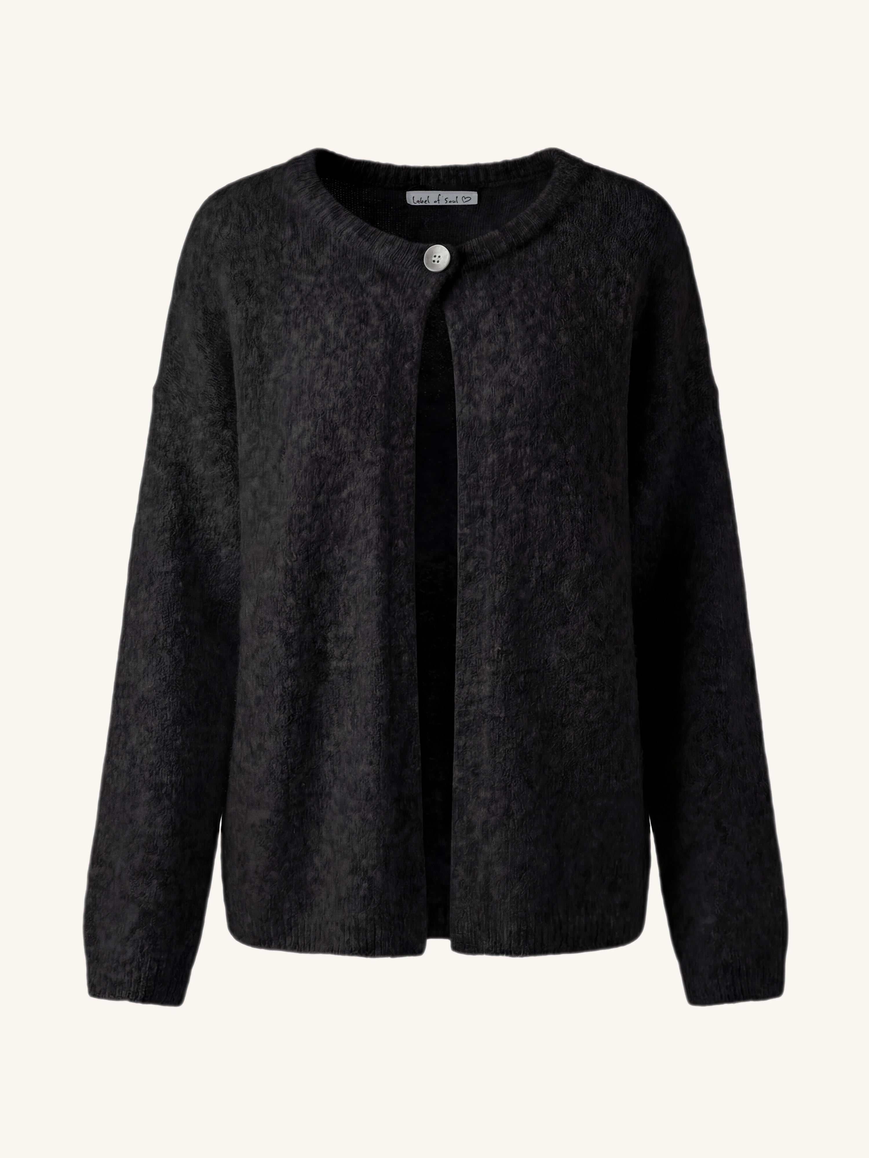 ONE Button Soft Strickjacke mit Alpakawollanteil - Schwarz