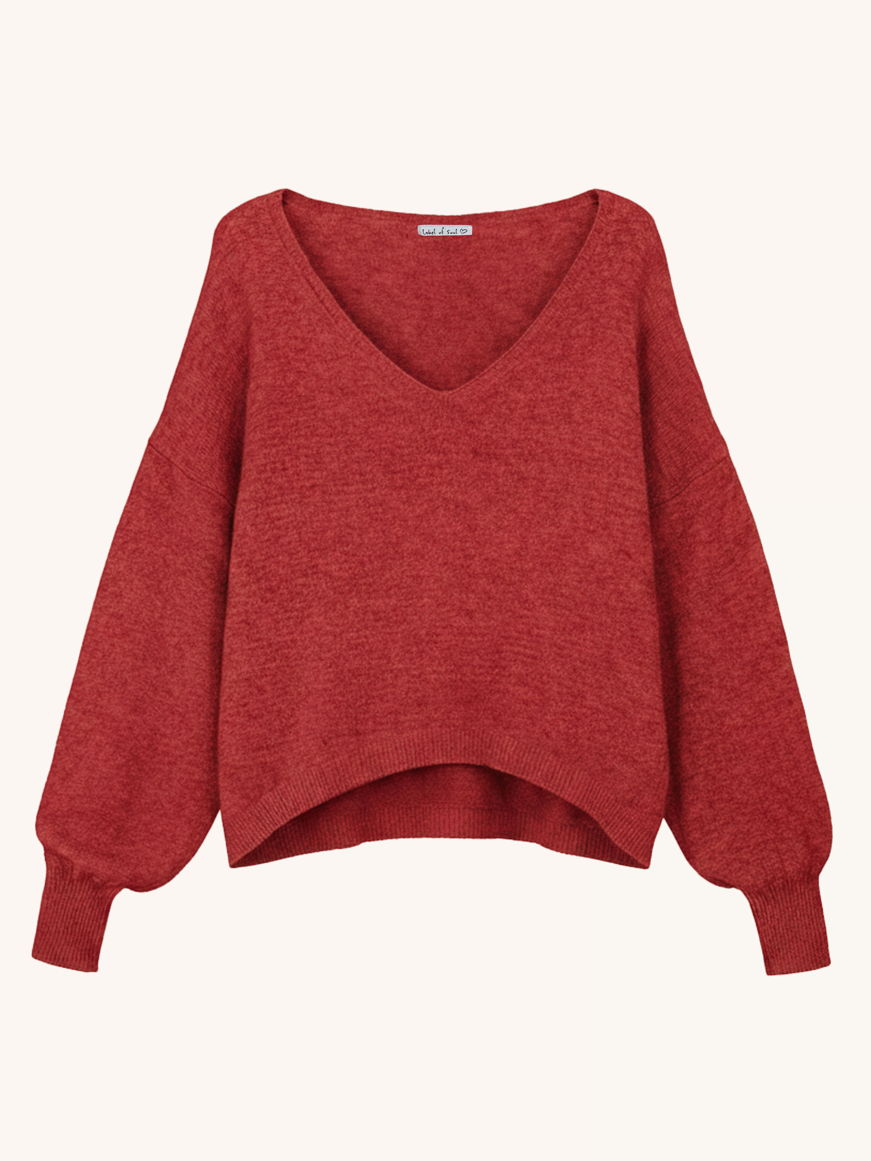 Cropped Viskose Pullover mit V-Ausschnitt - Bordeaux