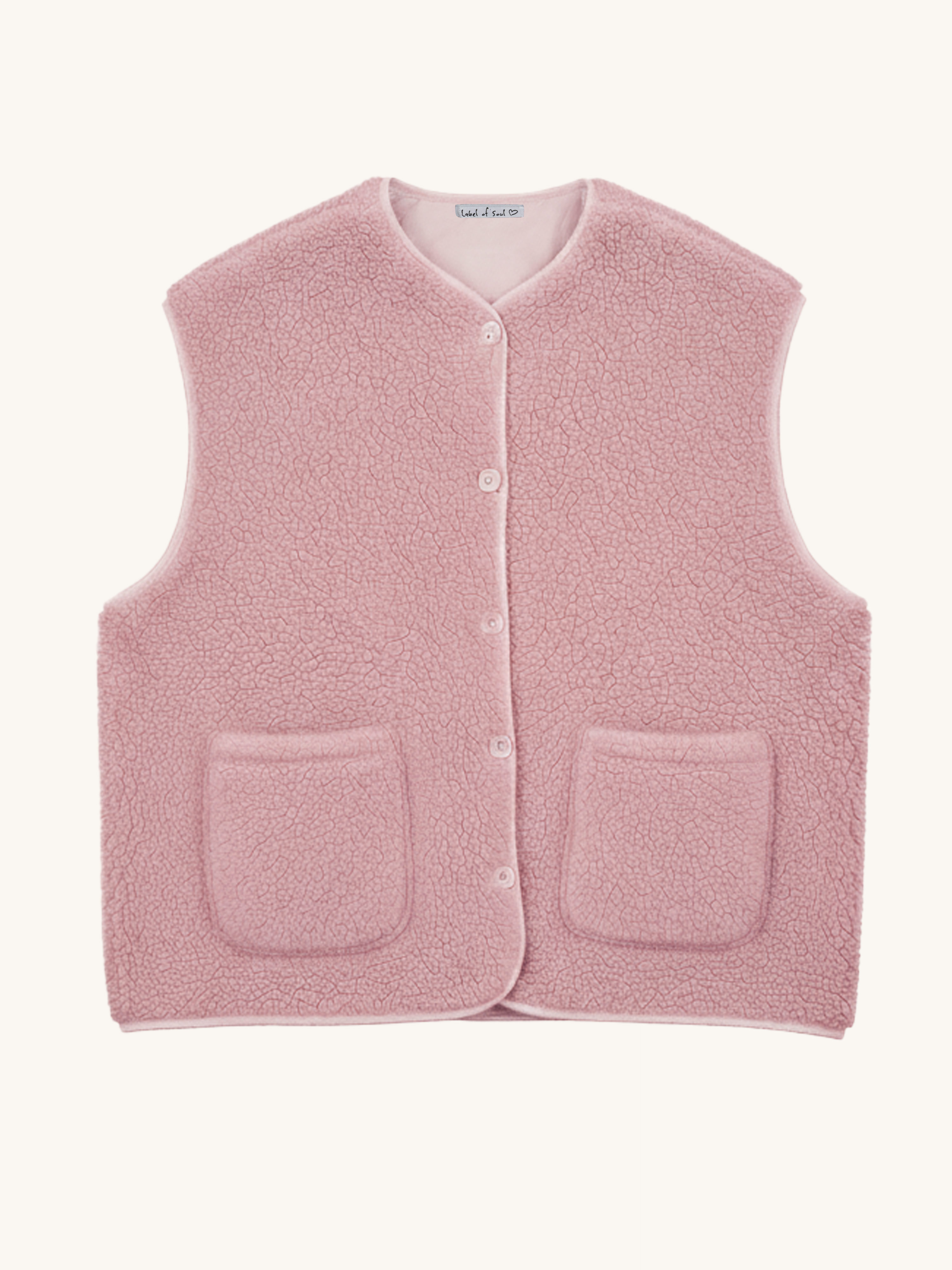 Oversize Teddylook Weste - ALMA - Blush