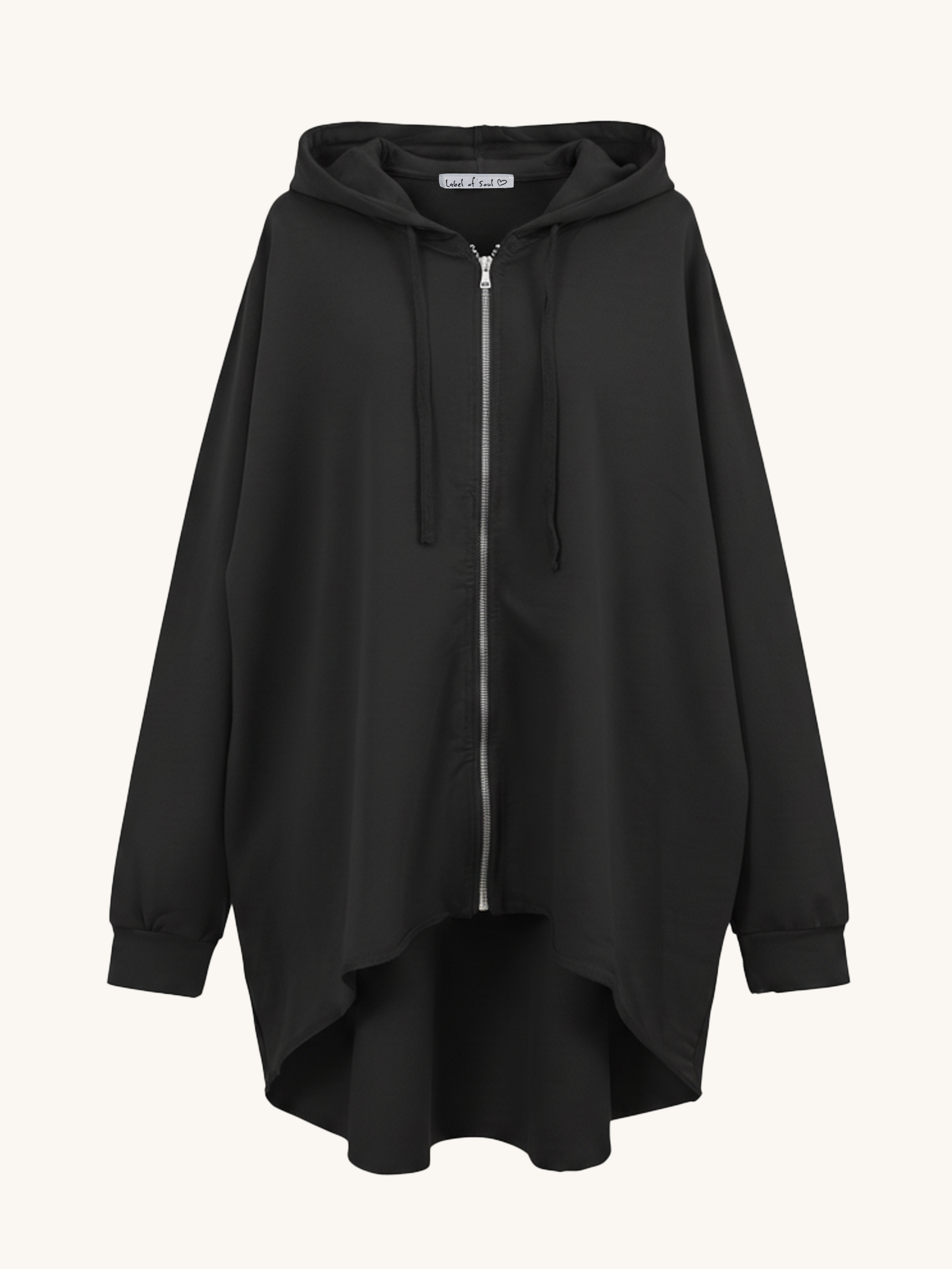 Oversize Vokuhila Sweatjacke - Schwarz