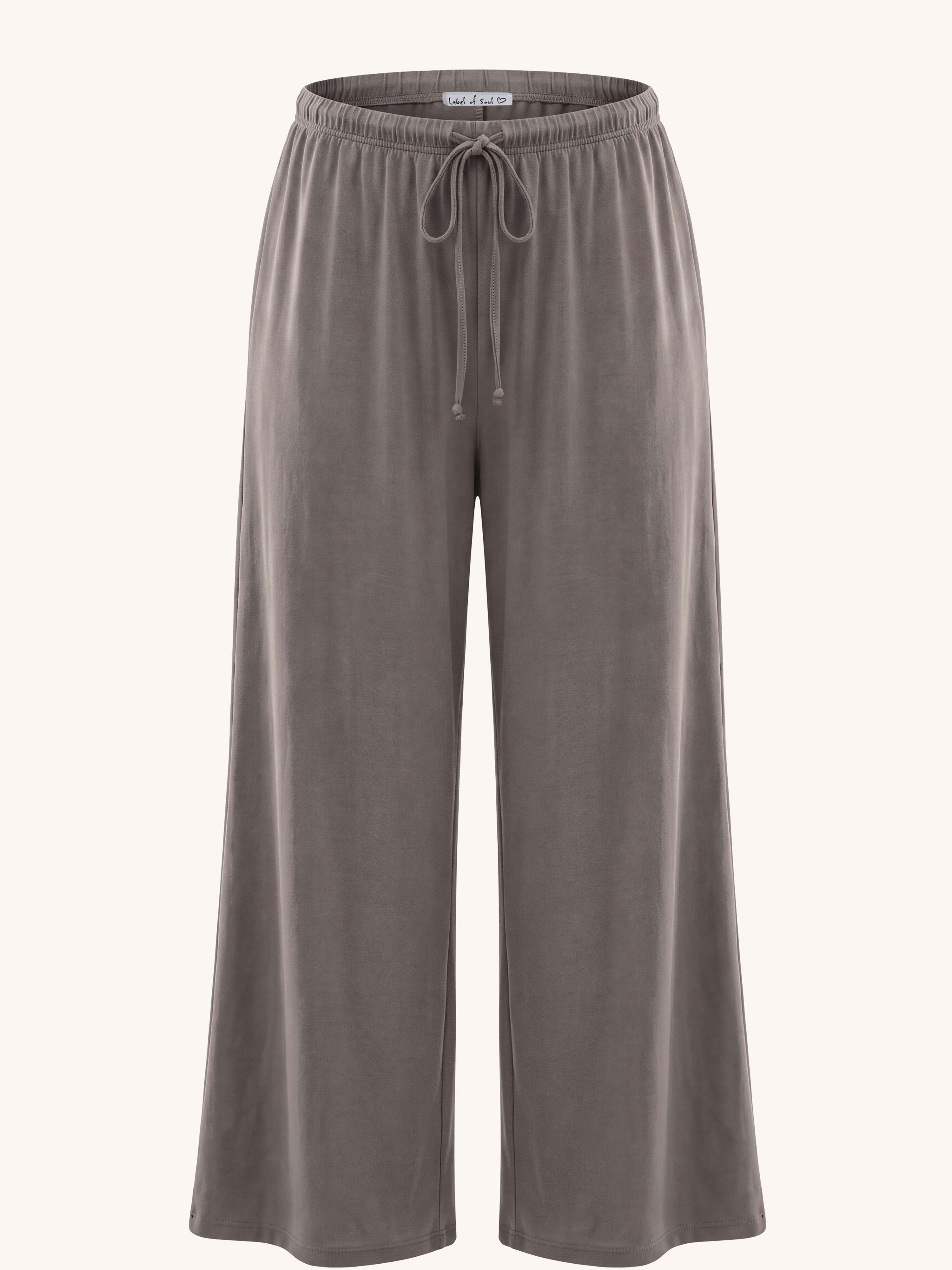 Basic Oversize Loungewear Palazzo Hose - LONG - Taupe