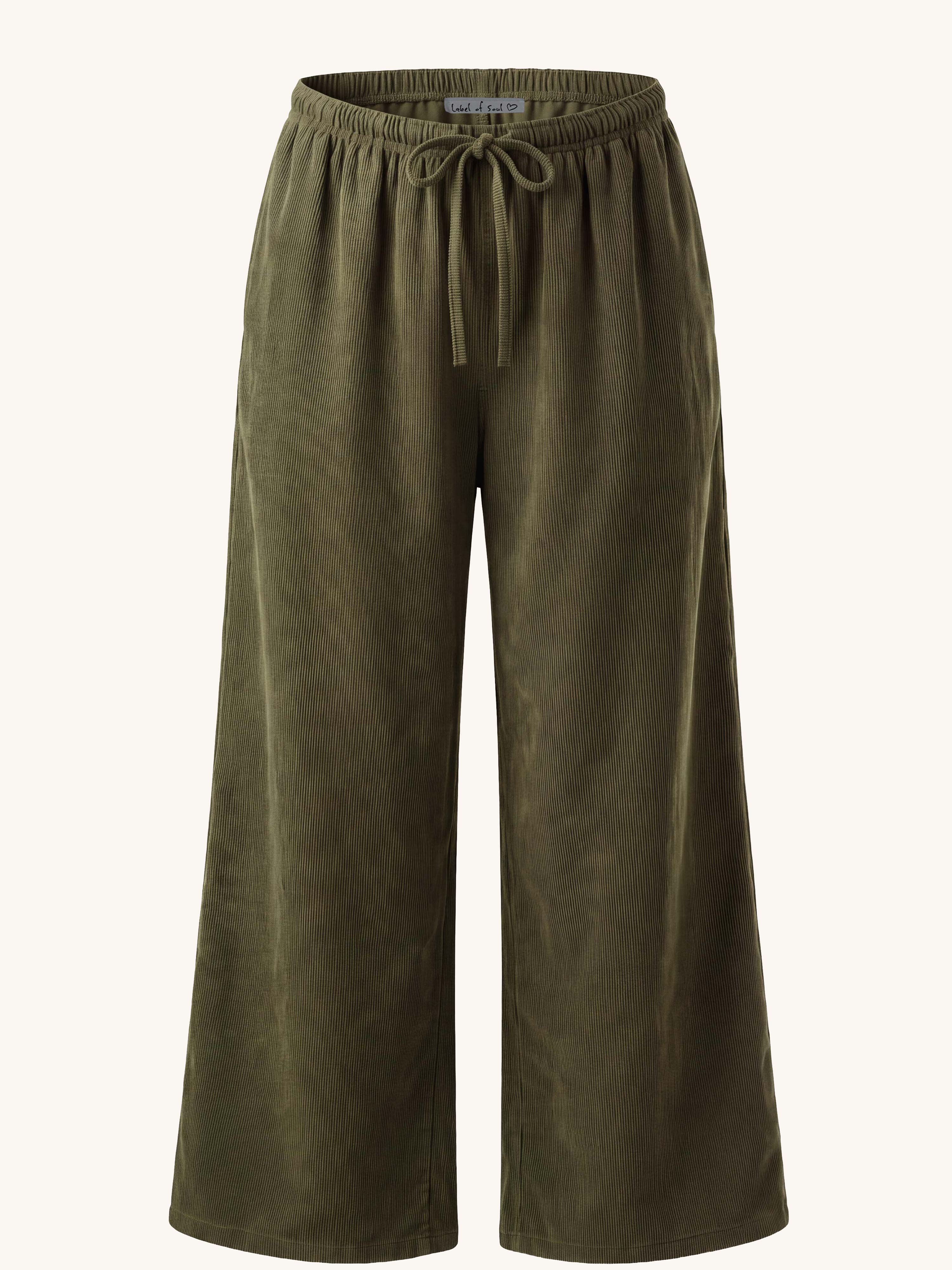 Feincord Palazzo Hose - LONG - Salbei
