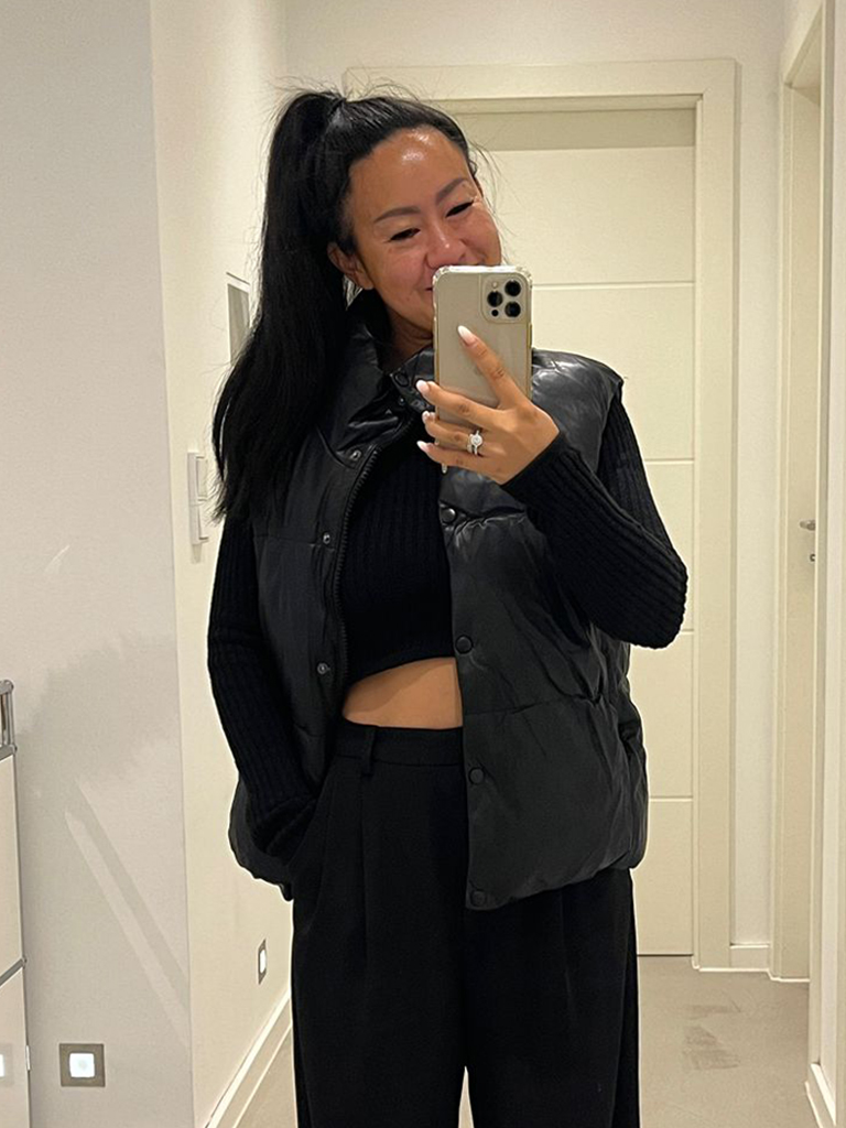 Steppweste in Lederoptik - Schwarz