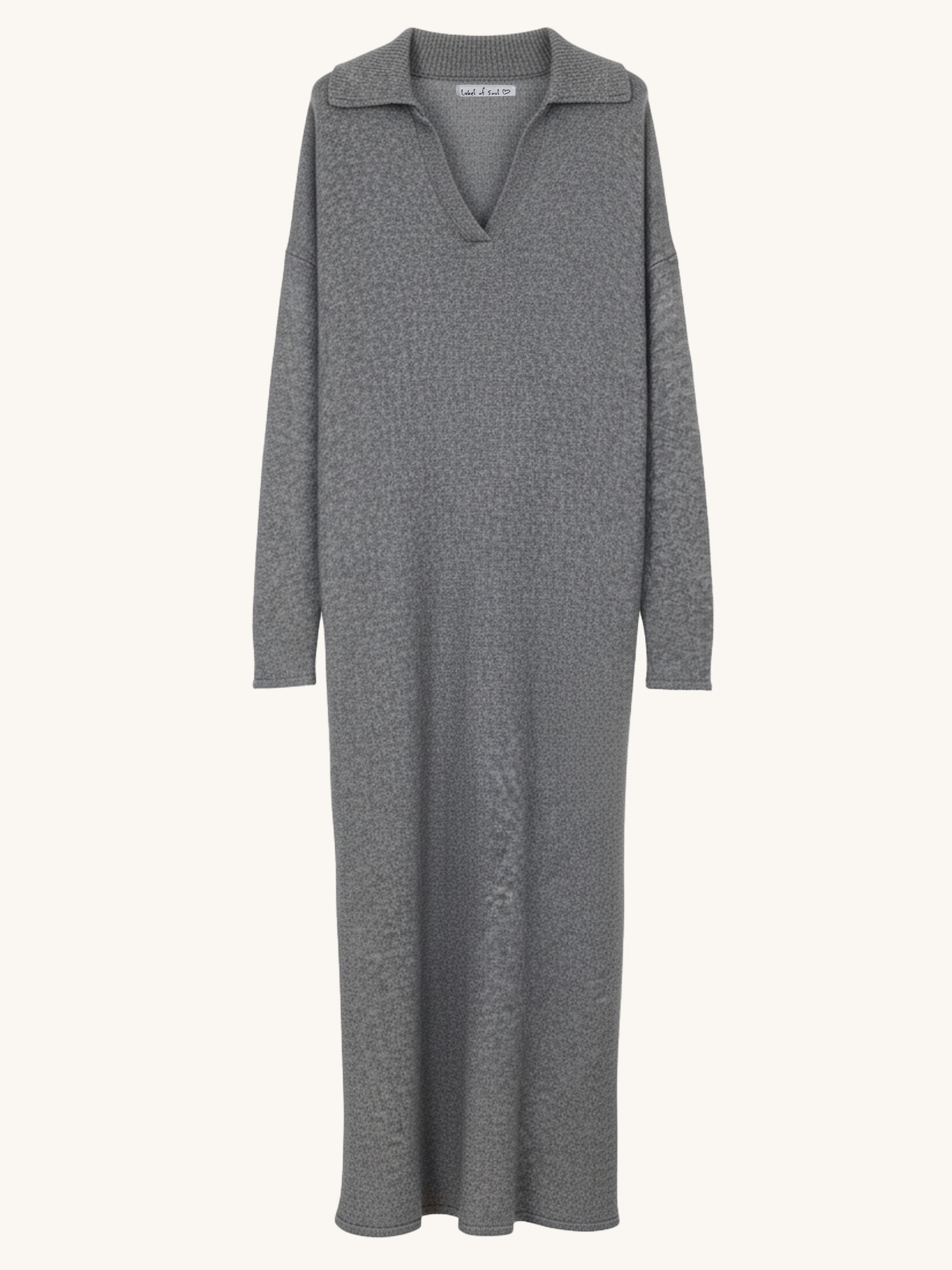 Viskose Strickkleid mit Kragen - Grau