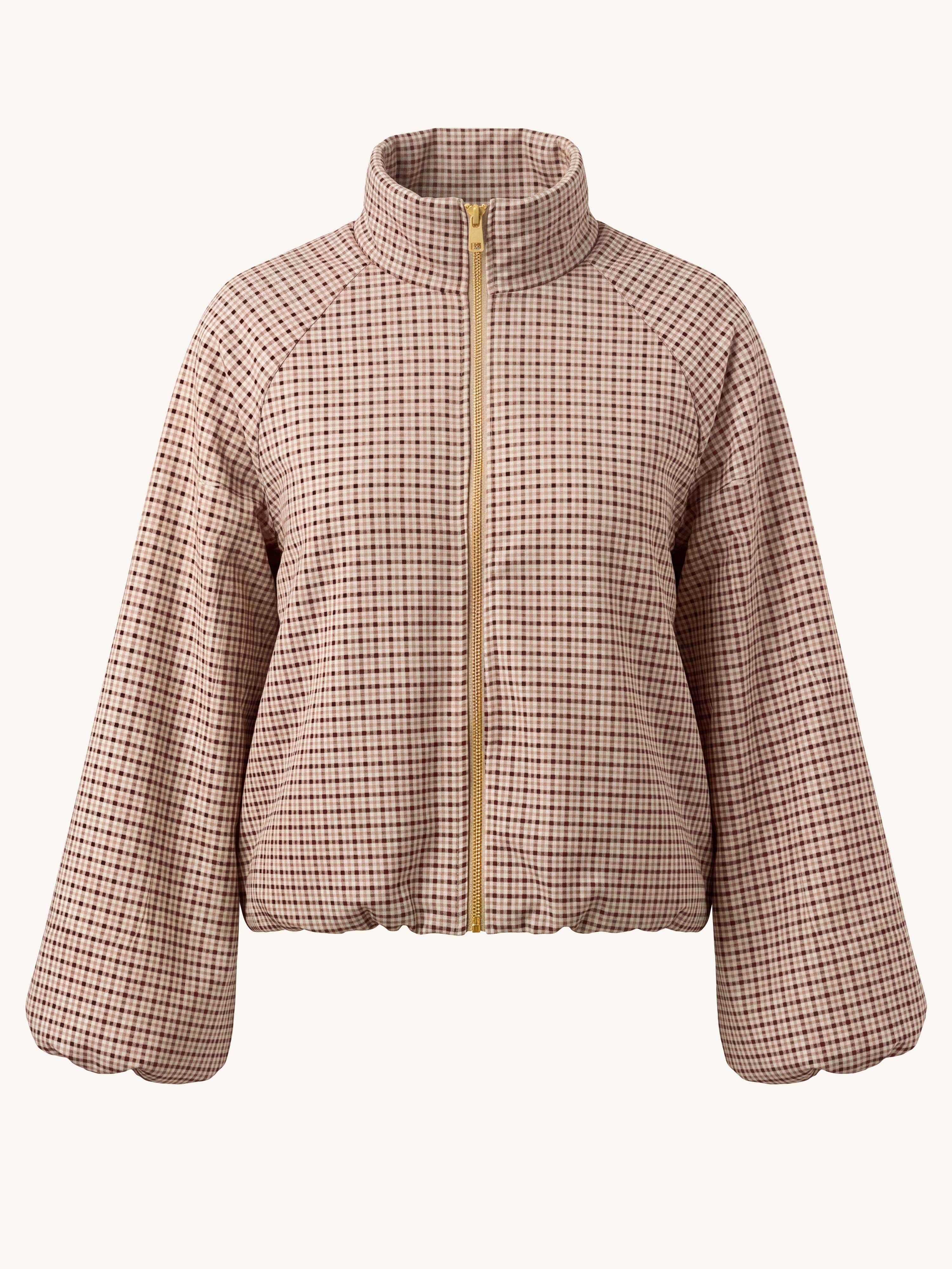 Karo Jacke mit Zipper - Schoko