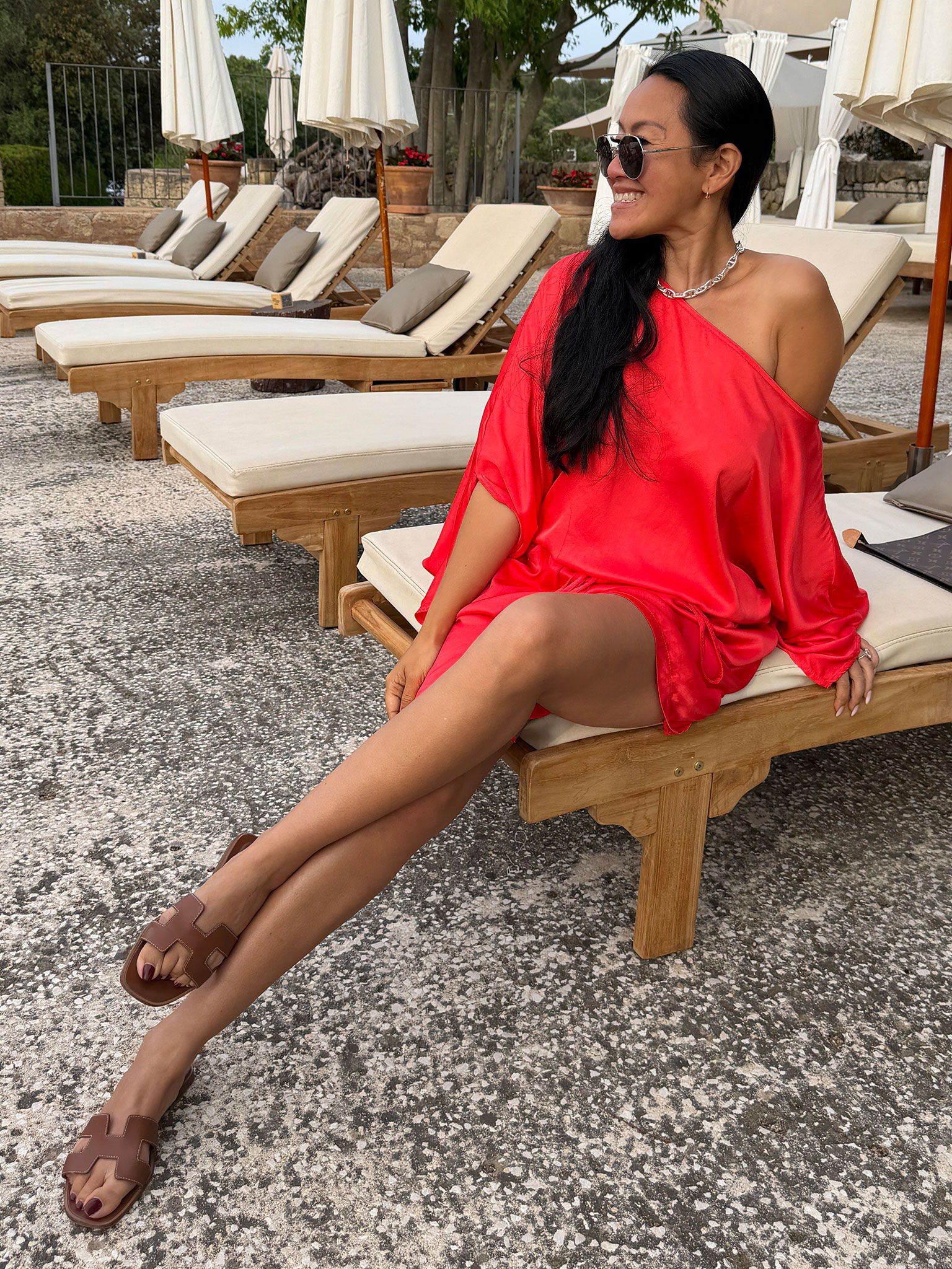 Oversize Viskose Poncho - ELEGANCE - Watermelon
