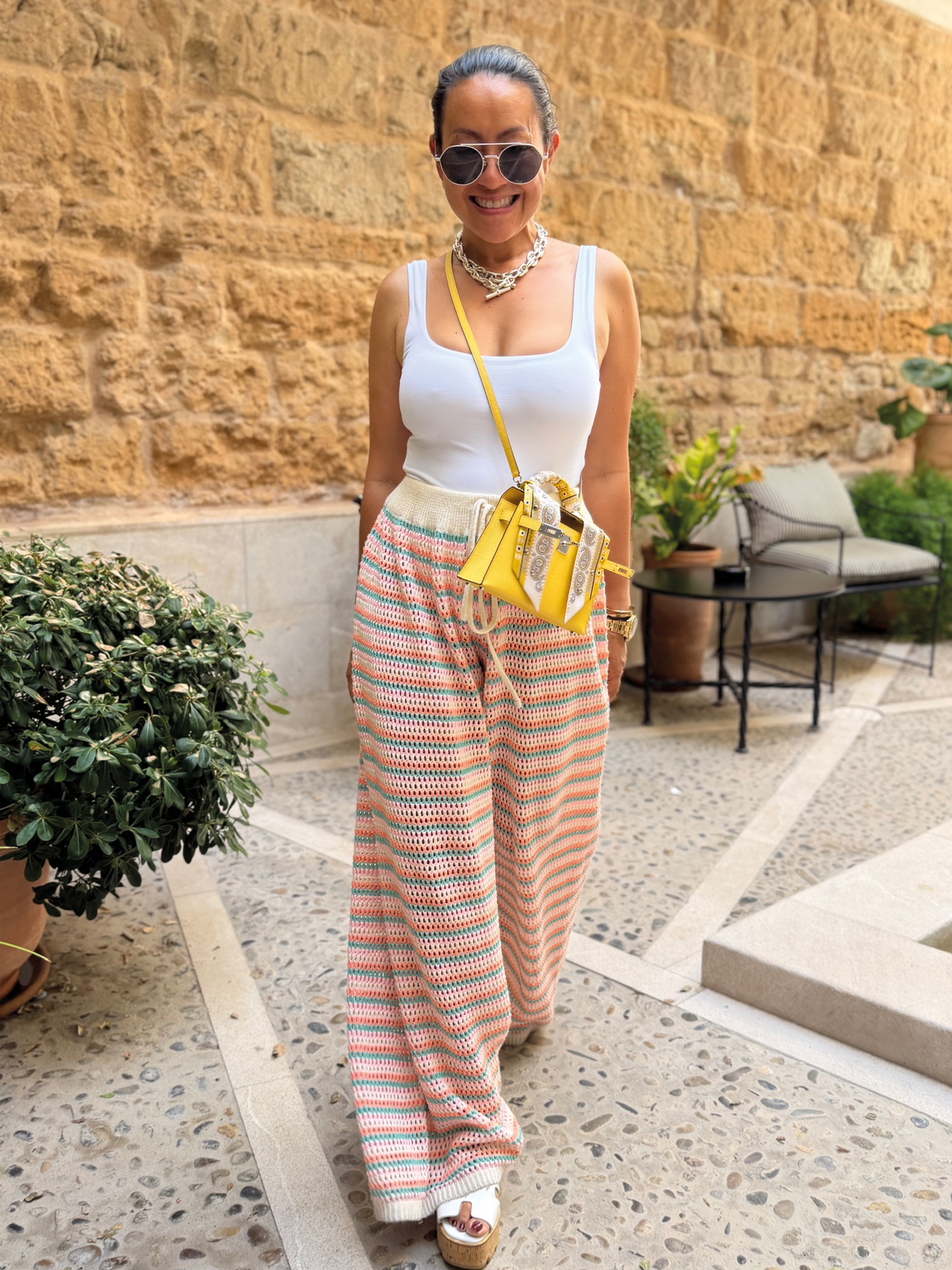 Palazzo Oversize Häkel Hose MANACOR - Stripes Bunt