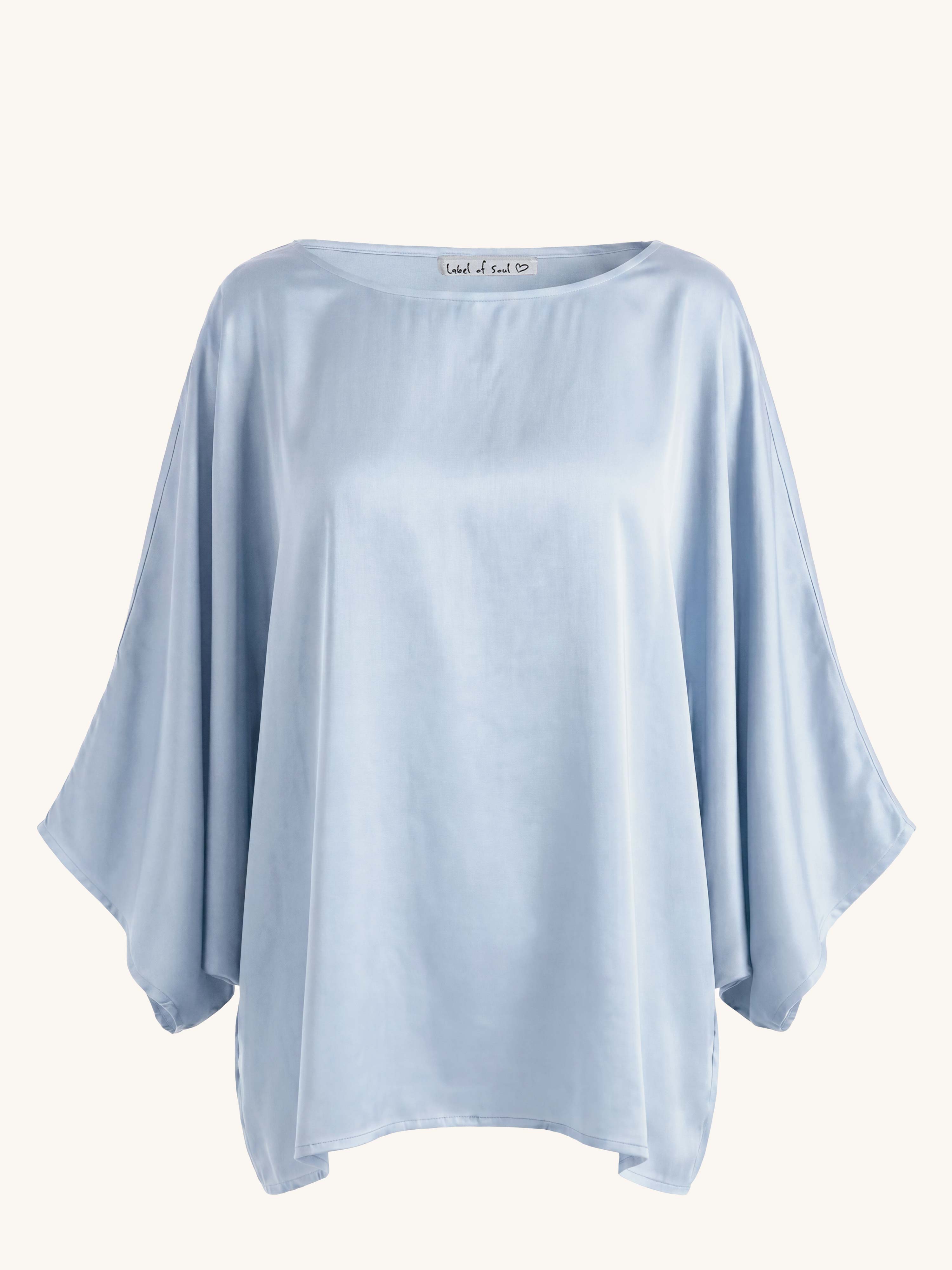 Oversize Viskose Poncho - ELEGANCE - Babyblau