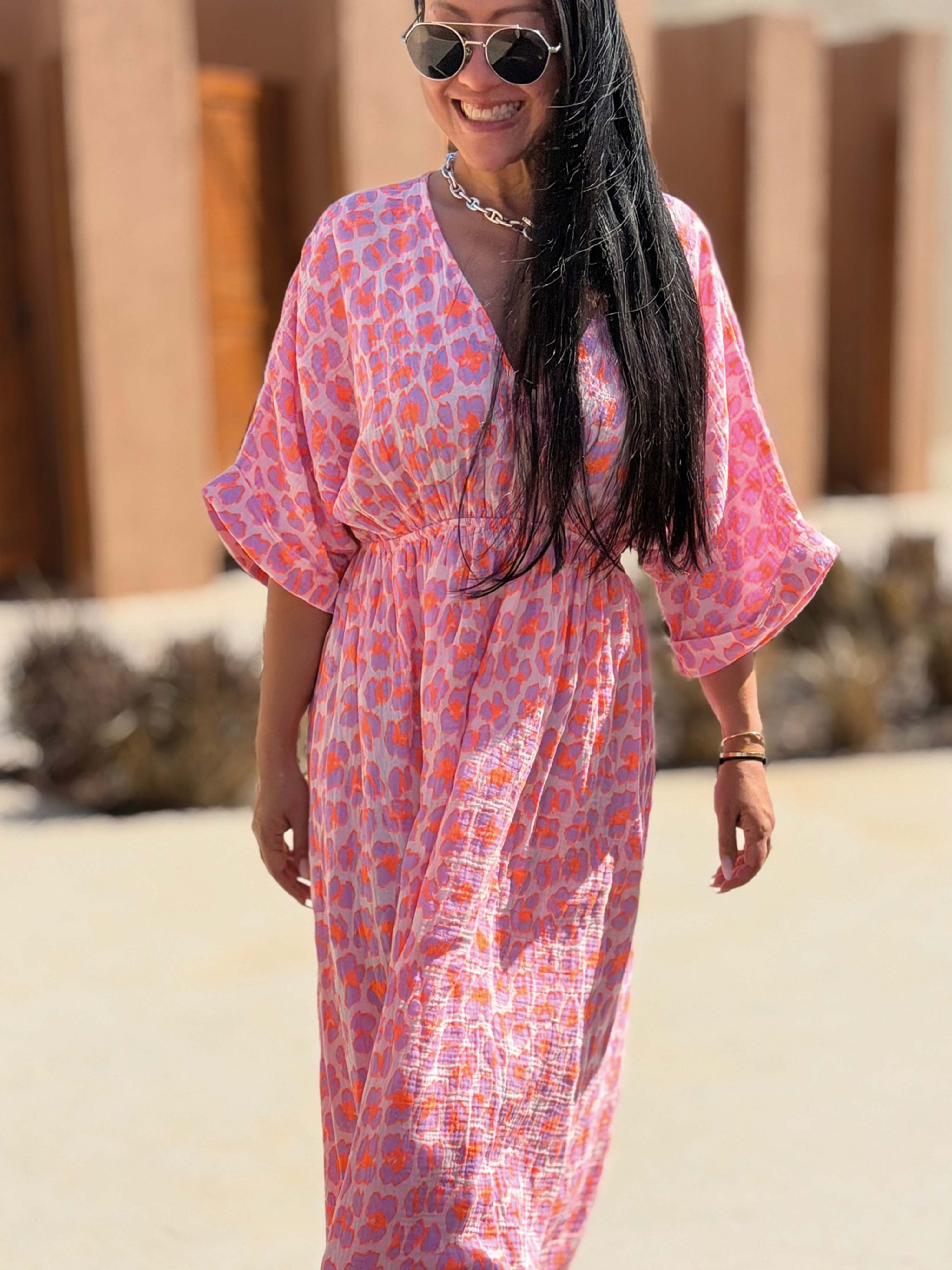 Musselin Kleid mit V-Ausschnitt - ONESIZE - Leo Unicorn