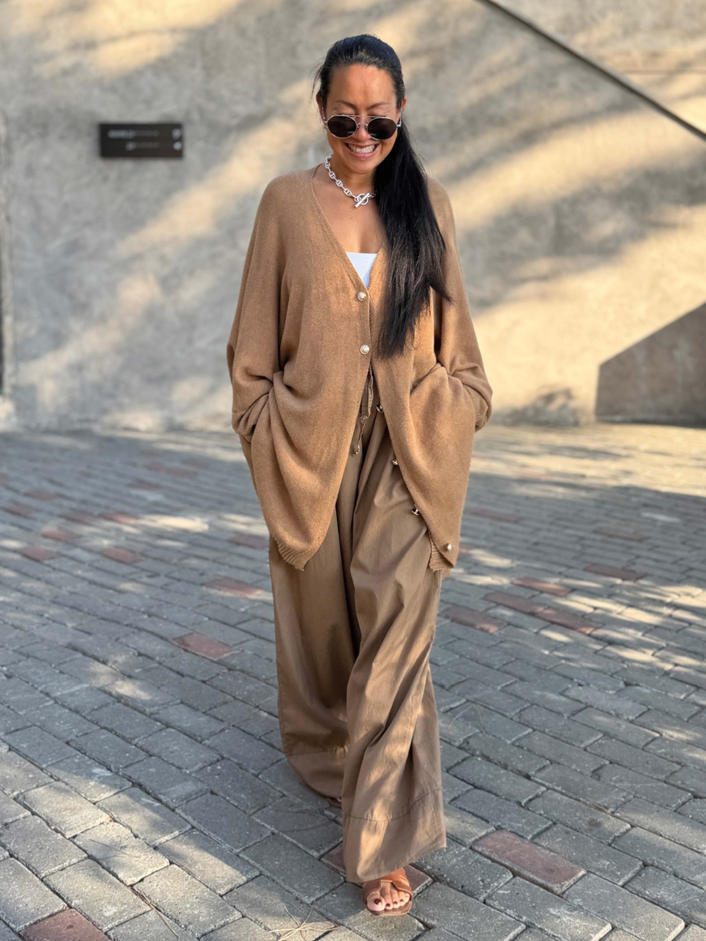 Oversize Viskose Cardigan CURVY - Camel