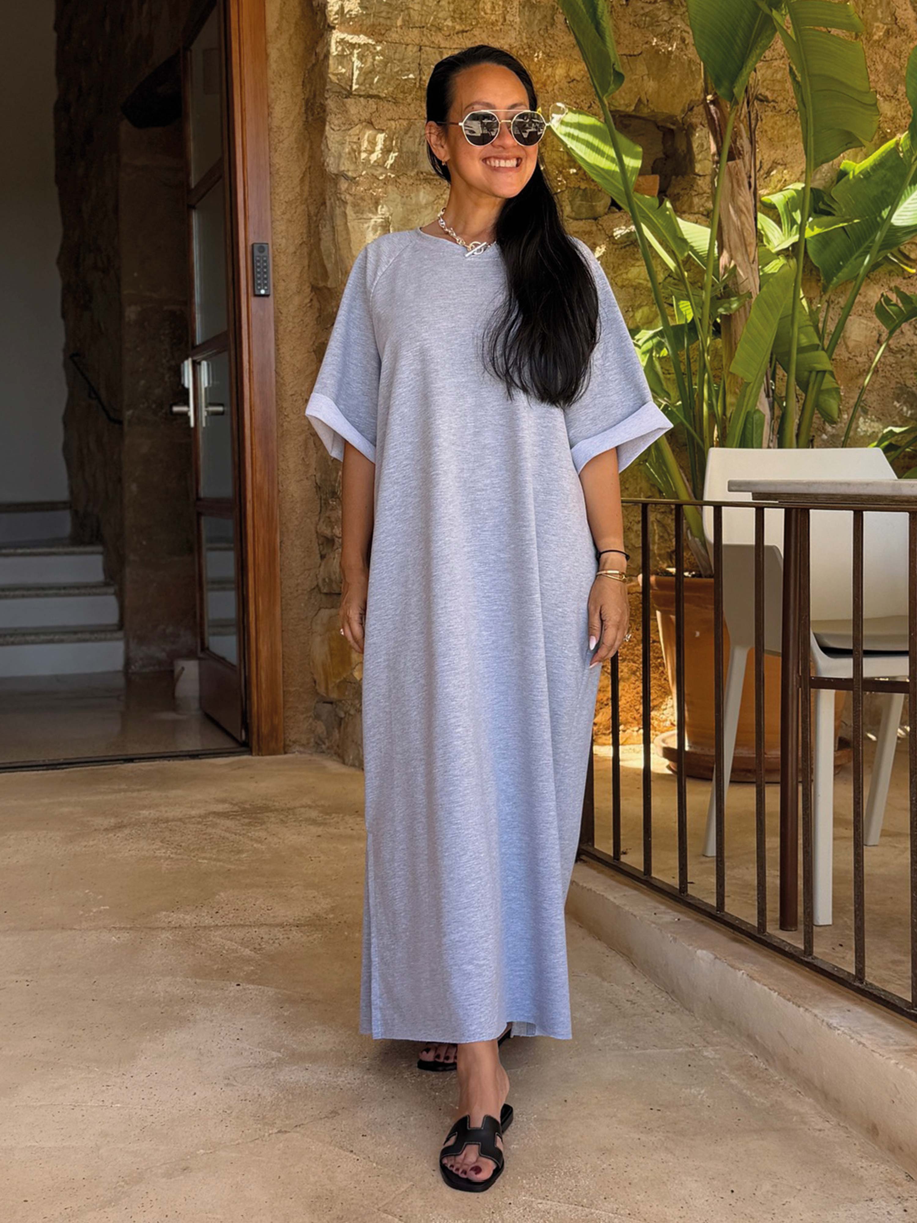 Oversize Sweatkleid - Grau Melange