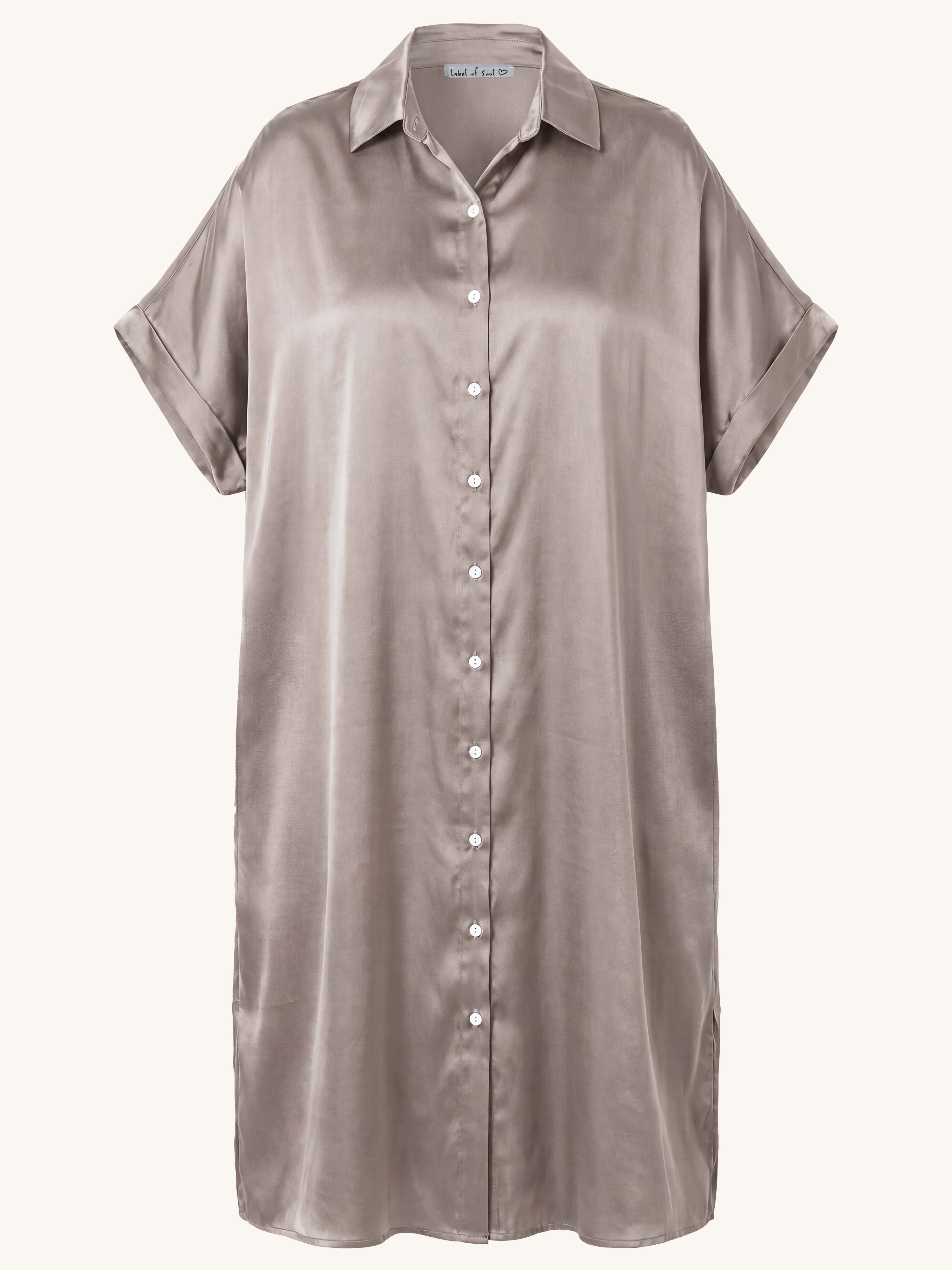 Viskose Oversize Kurzarm Blusenkleid - CAPRI - Taupe