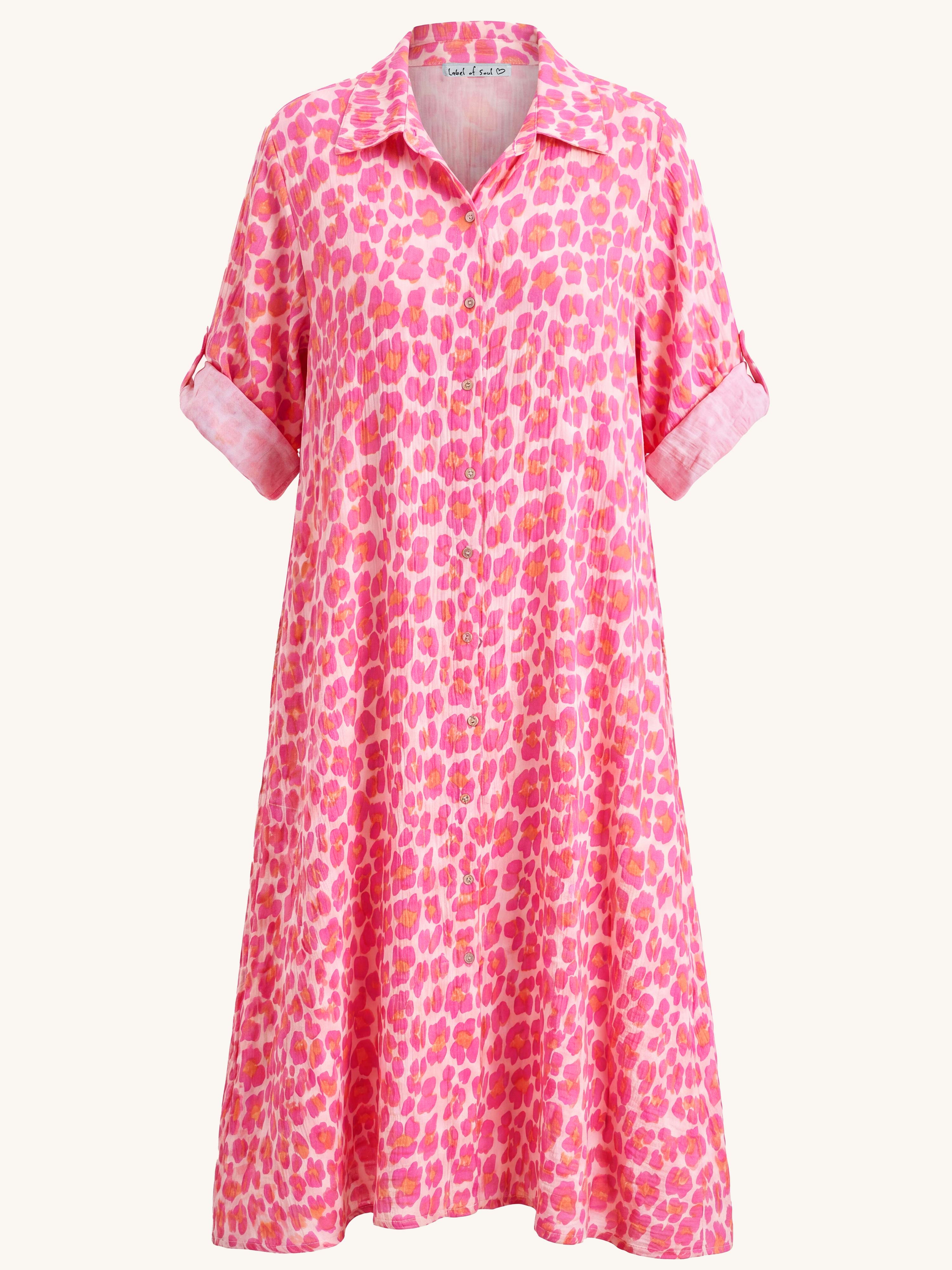 Musselin Oversize Blusenkleid - A-Linie mit Seitentaschen - Leo Juicy