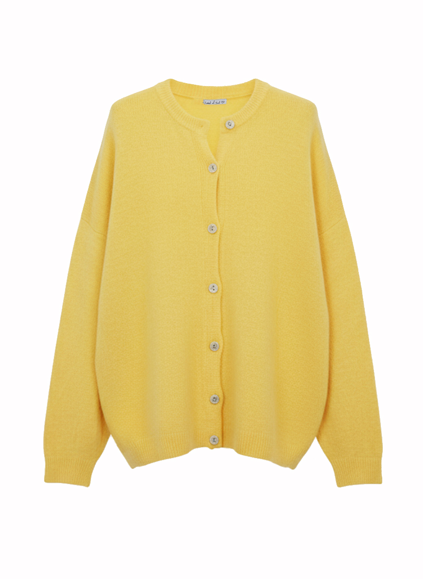 Strickjacke mit Alpakawollanteil - Gelb