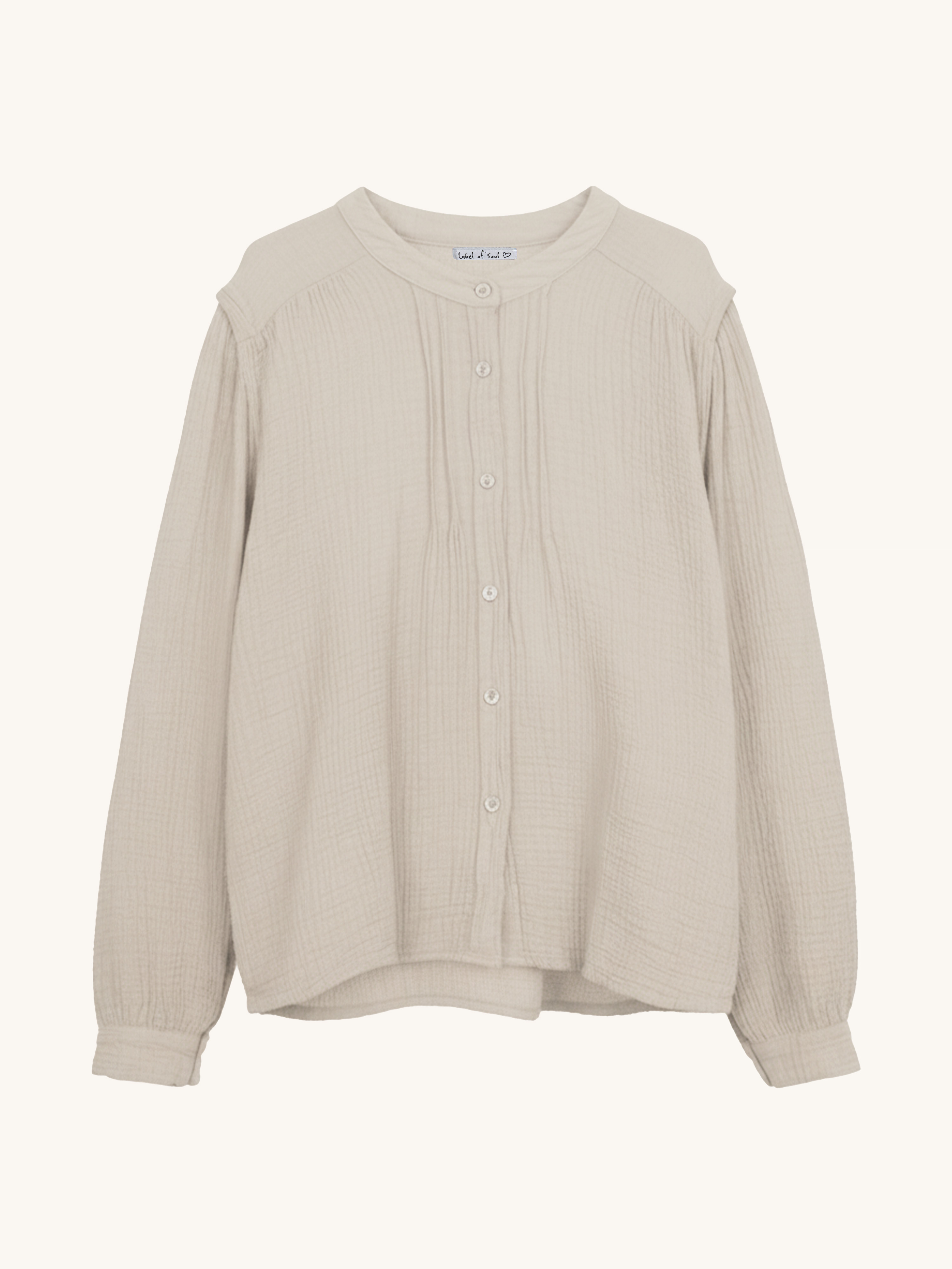 Musselin Oversize Rundhals Bluse - FLORENCE - Beige