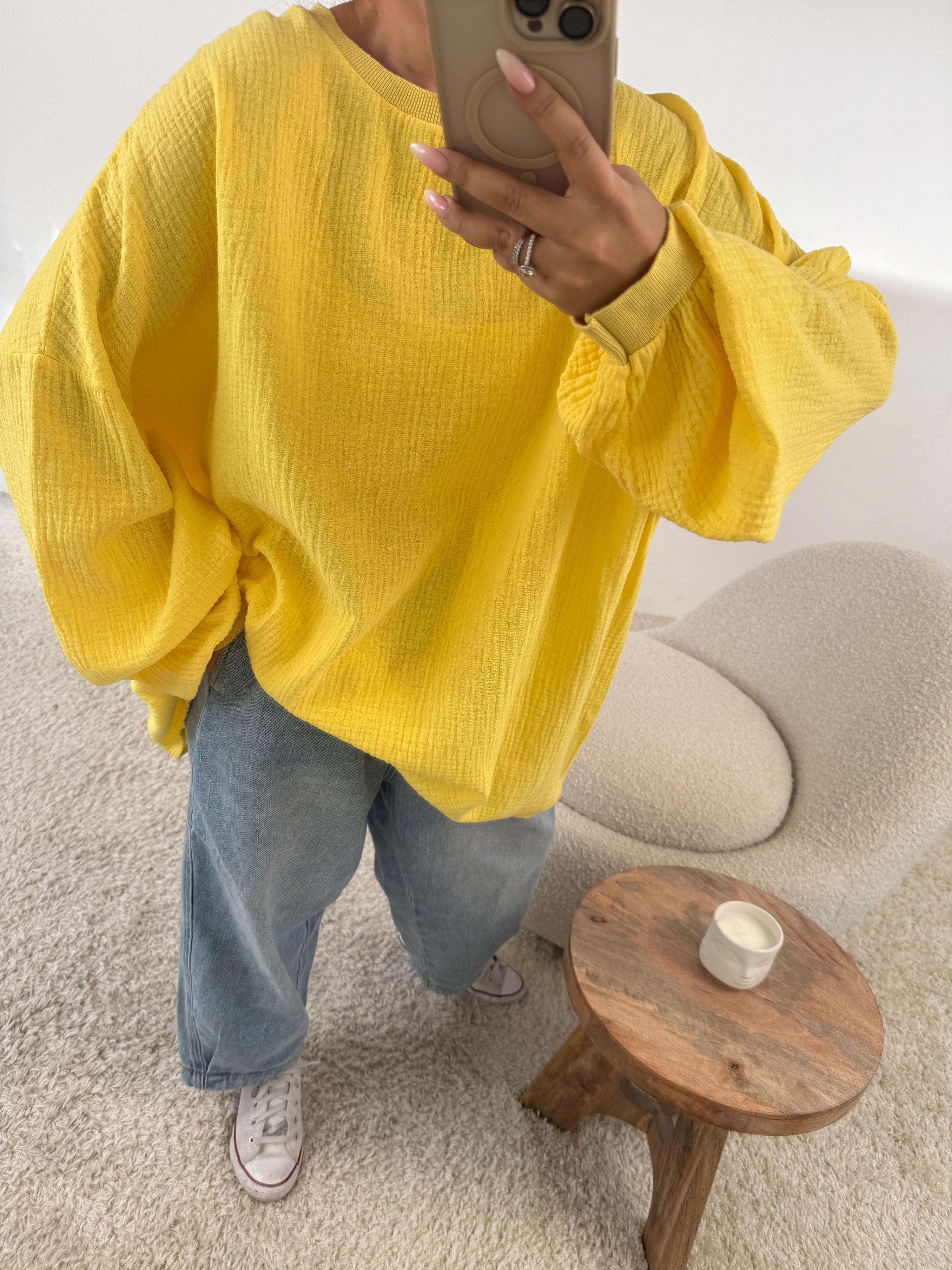 Musselin Oversize Sweatshirt - Gelb Musselin Oversize Sweatshirt - Gelb