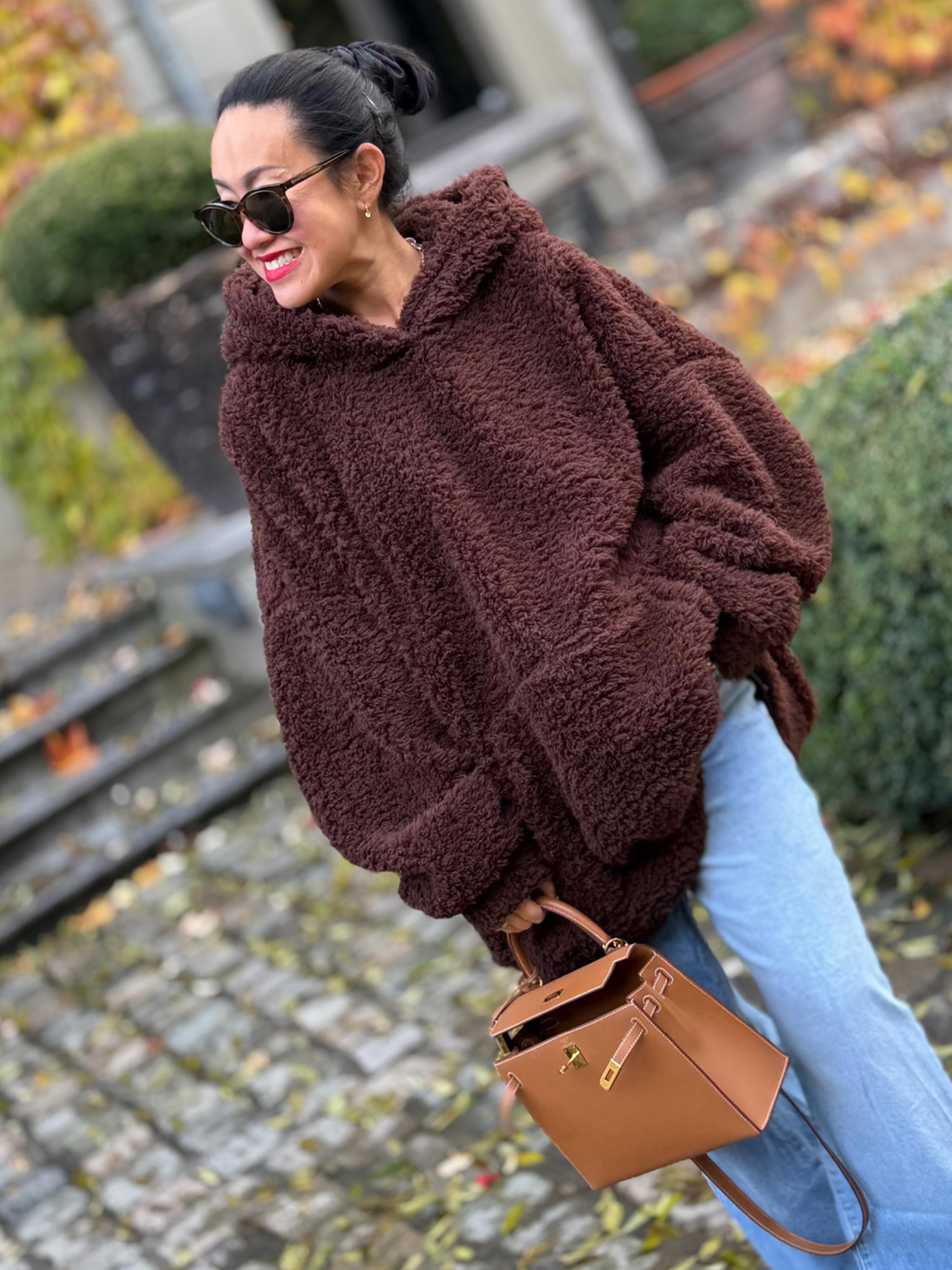 Oversize Teddylook Hoodie - Schoko