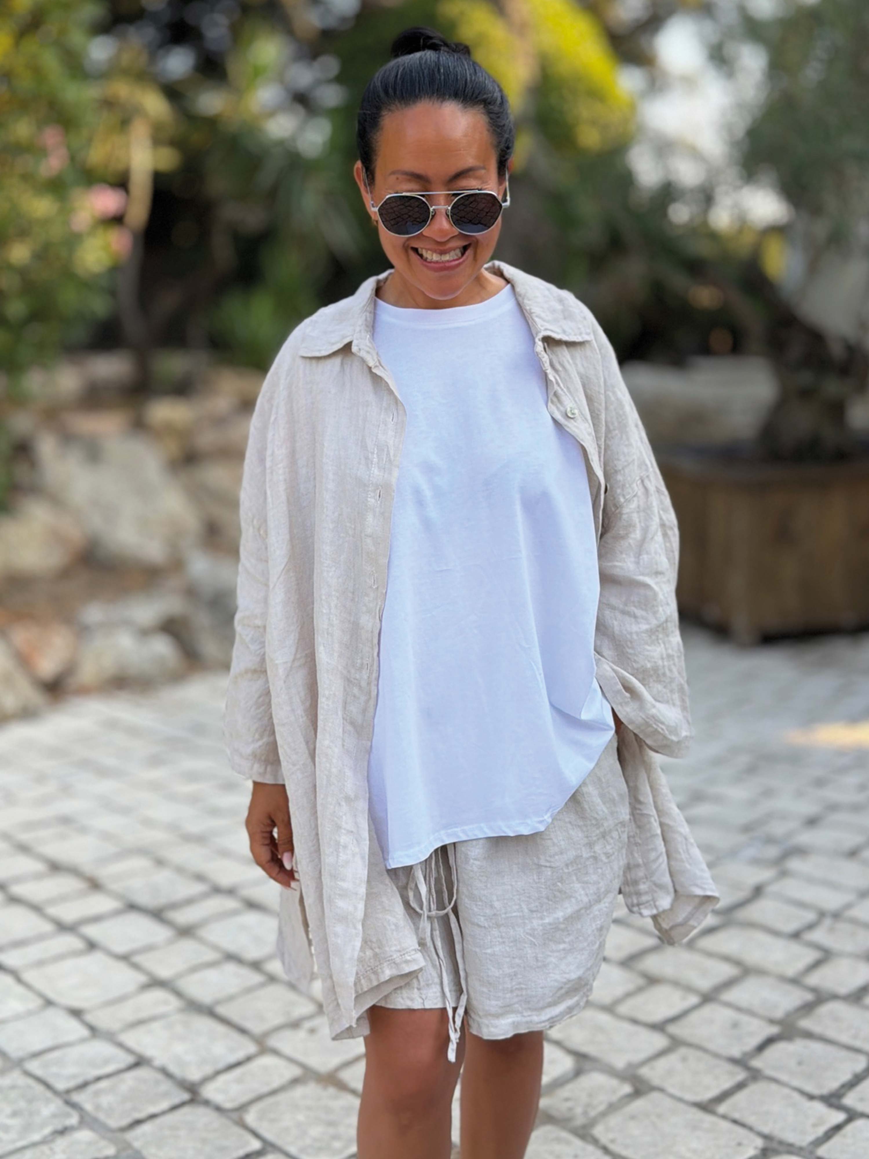 Basic Boxy Kurzarmshirt - Weiss