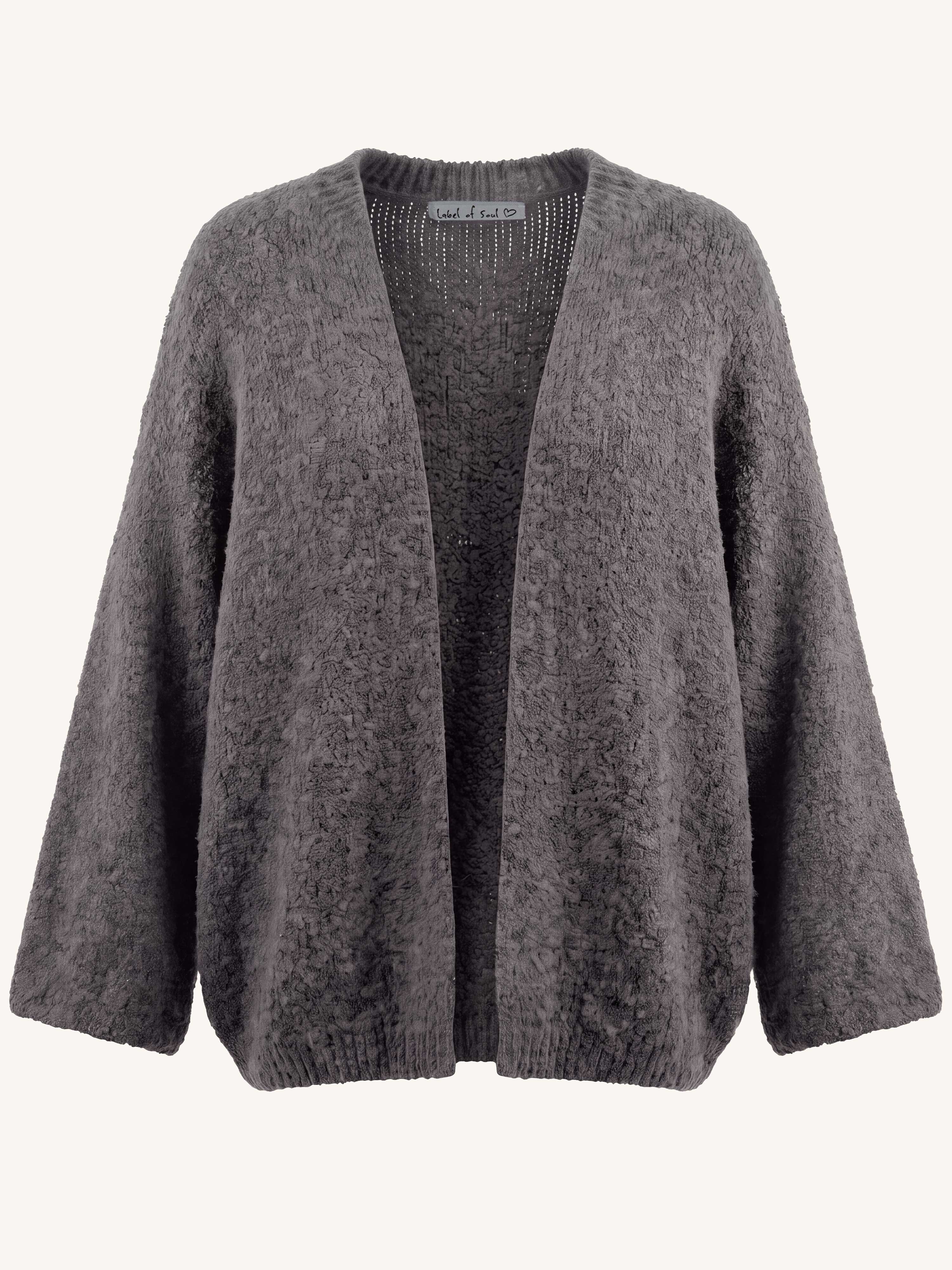 Oversize Bouclé Cardigan - Grau