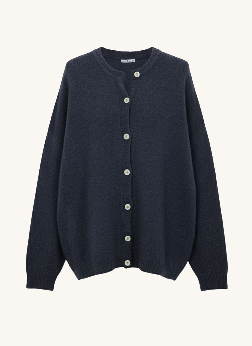 Strickjacke mit Alpakawollanteil - Navy